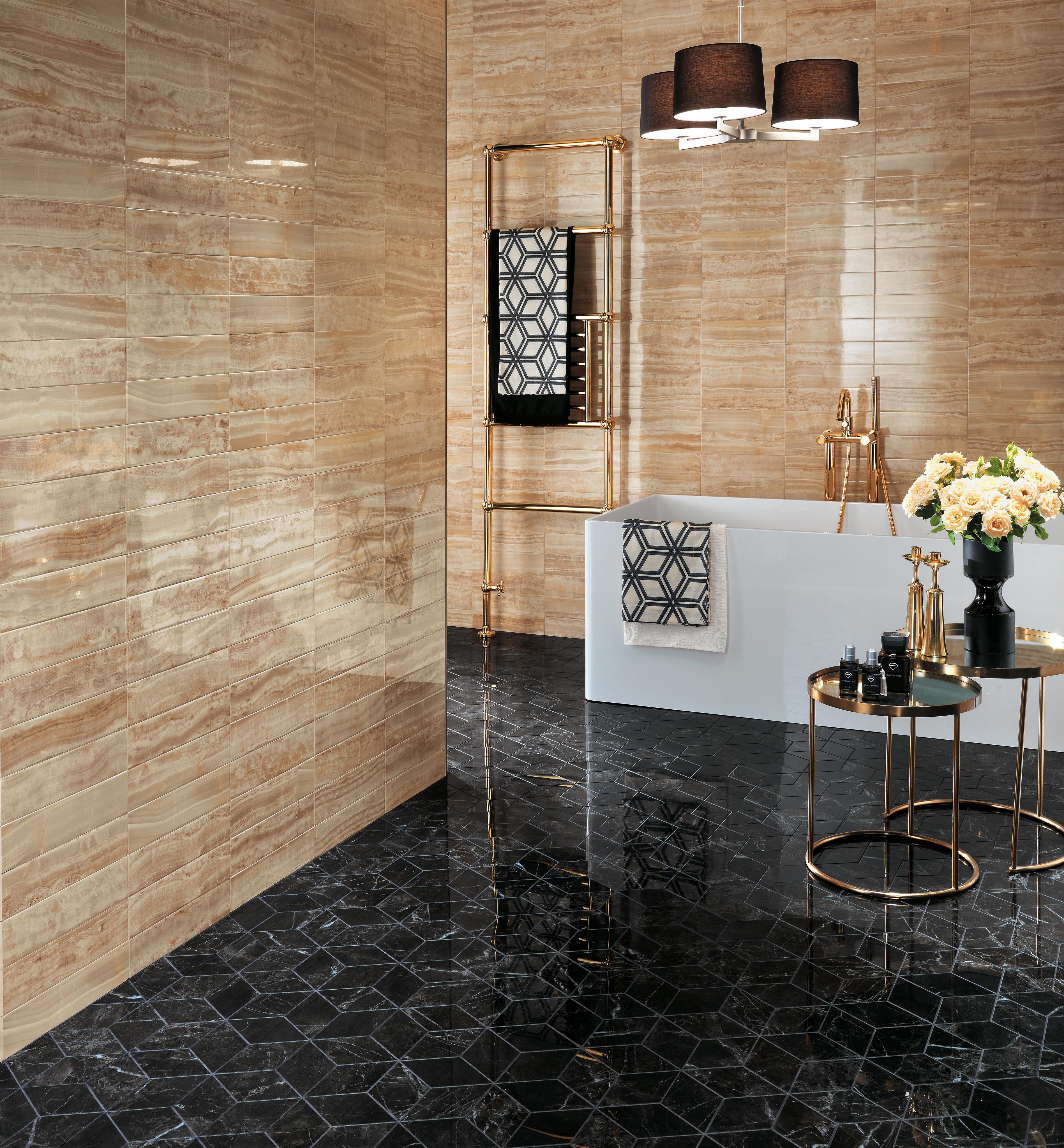 Brick Royal Gold, Marvel Noir St. Laurent Mosaico Esagono Lappato