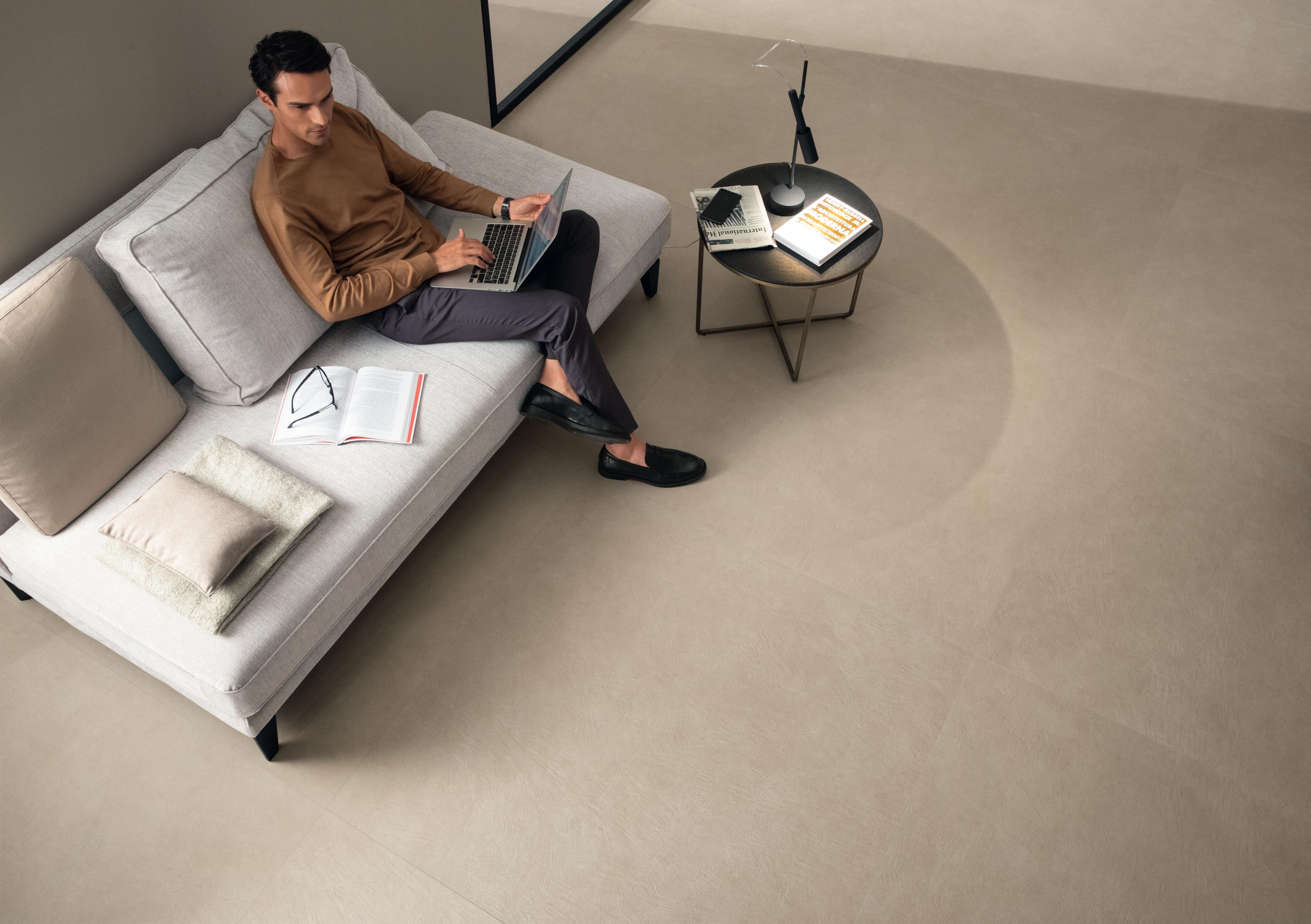 Pavimento in Gres Porcellanato Soggiorno Effetto terra cruda Beige