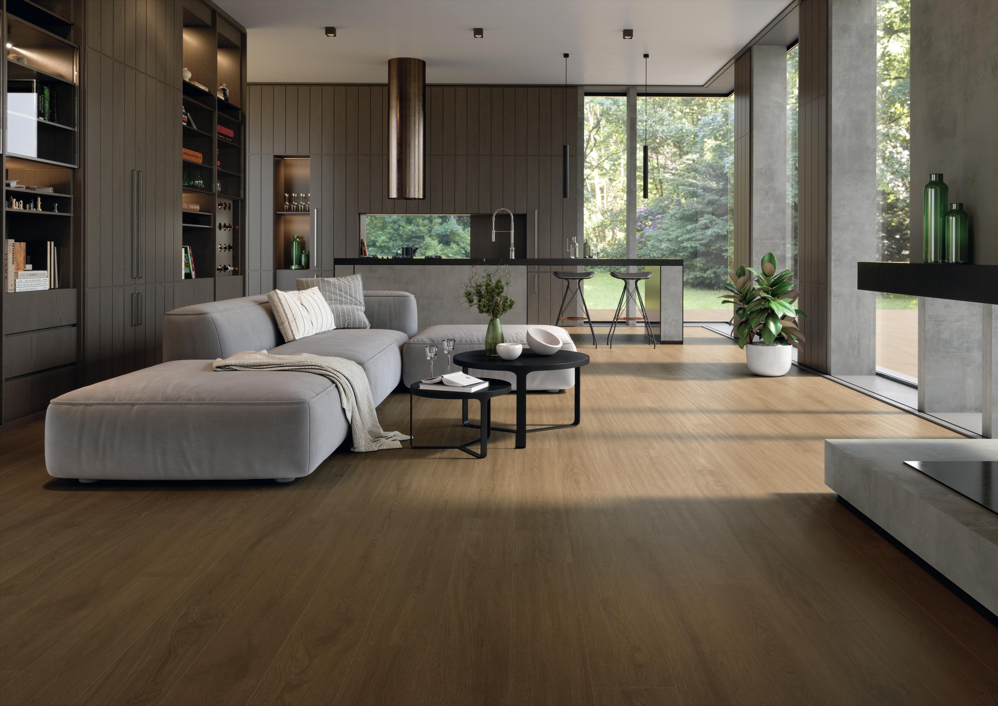 Pavimento in Gres Porcellanato Soggiorno Effetto legno Marrone