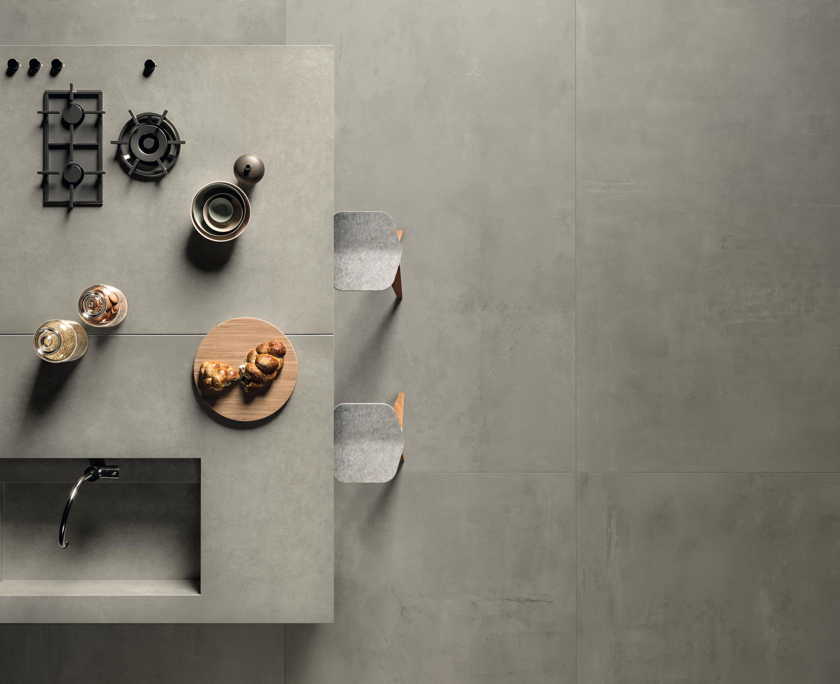Piastrelle grande formato Cucina Effetto cemento Grigio