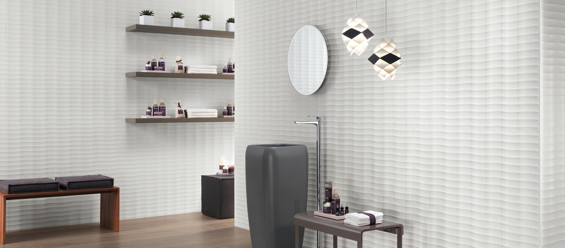 3D Plot White Matt, Solid White Mosaic, Etic Rovere Grigio