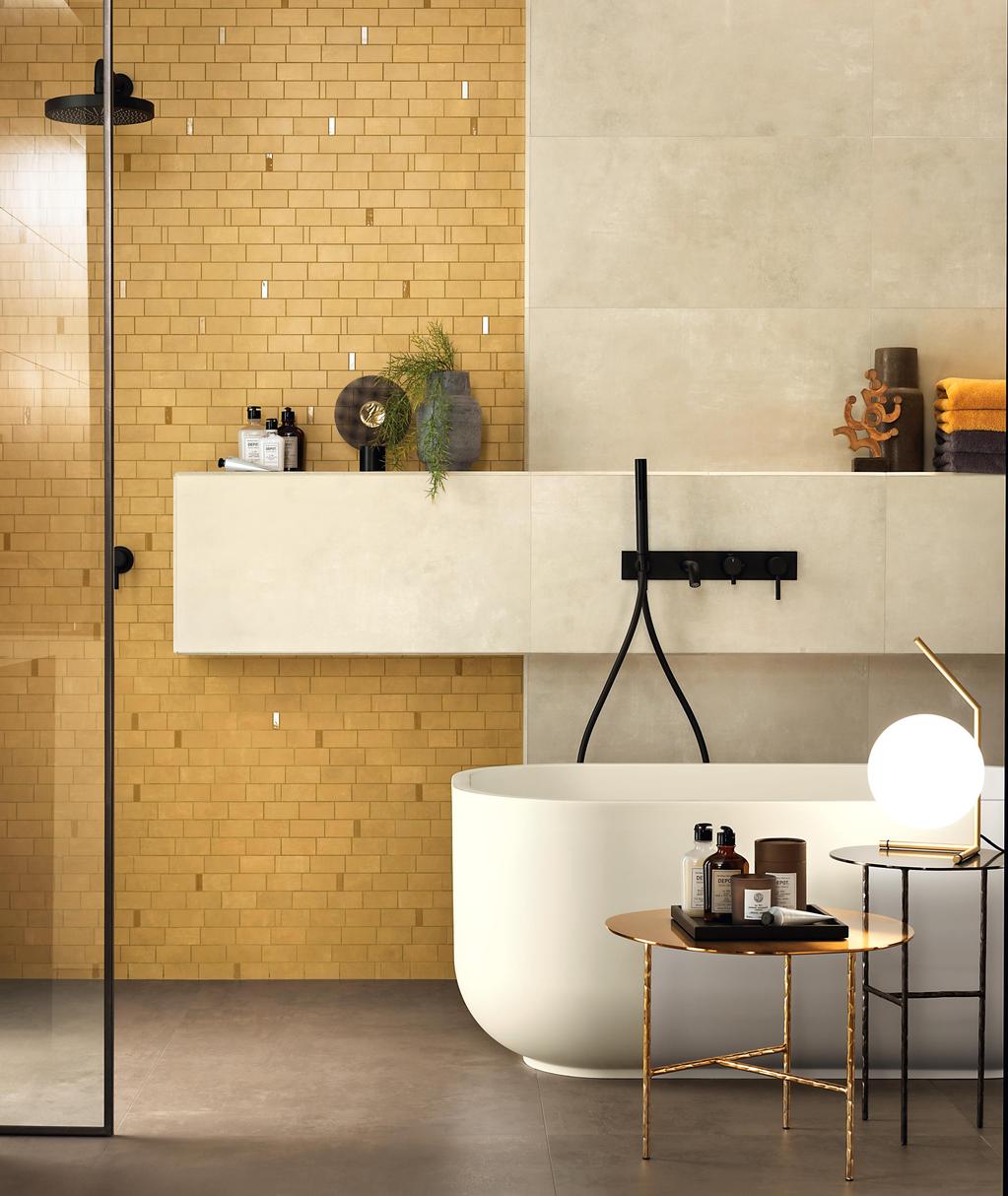 Mosaico Bagno Effetto cemento Giallo