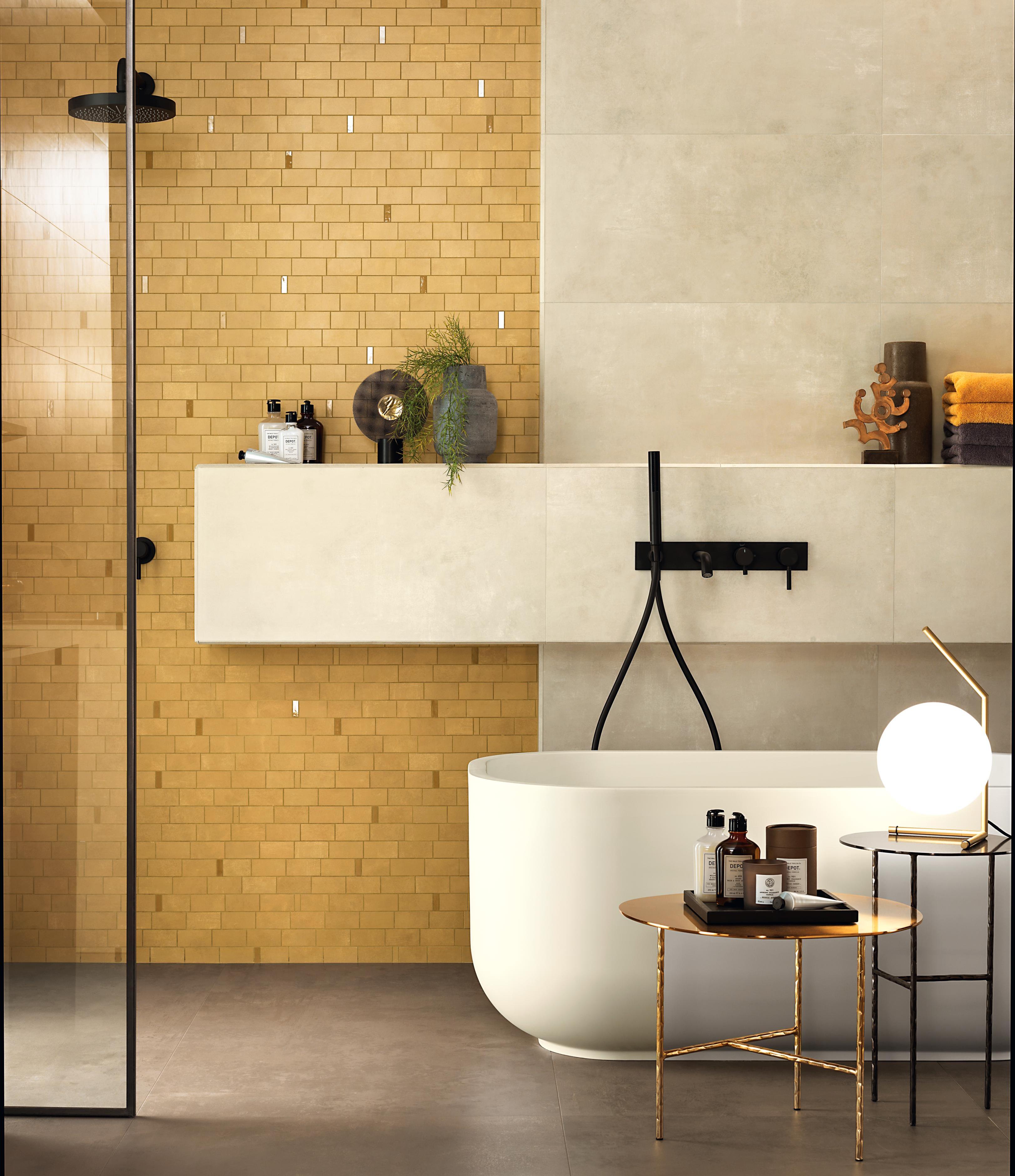 Mosaico Bagno Effetto cemento Giallo