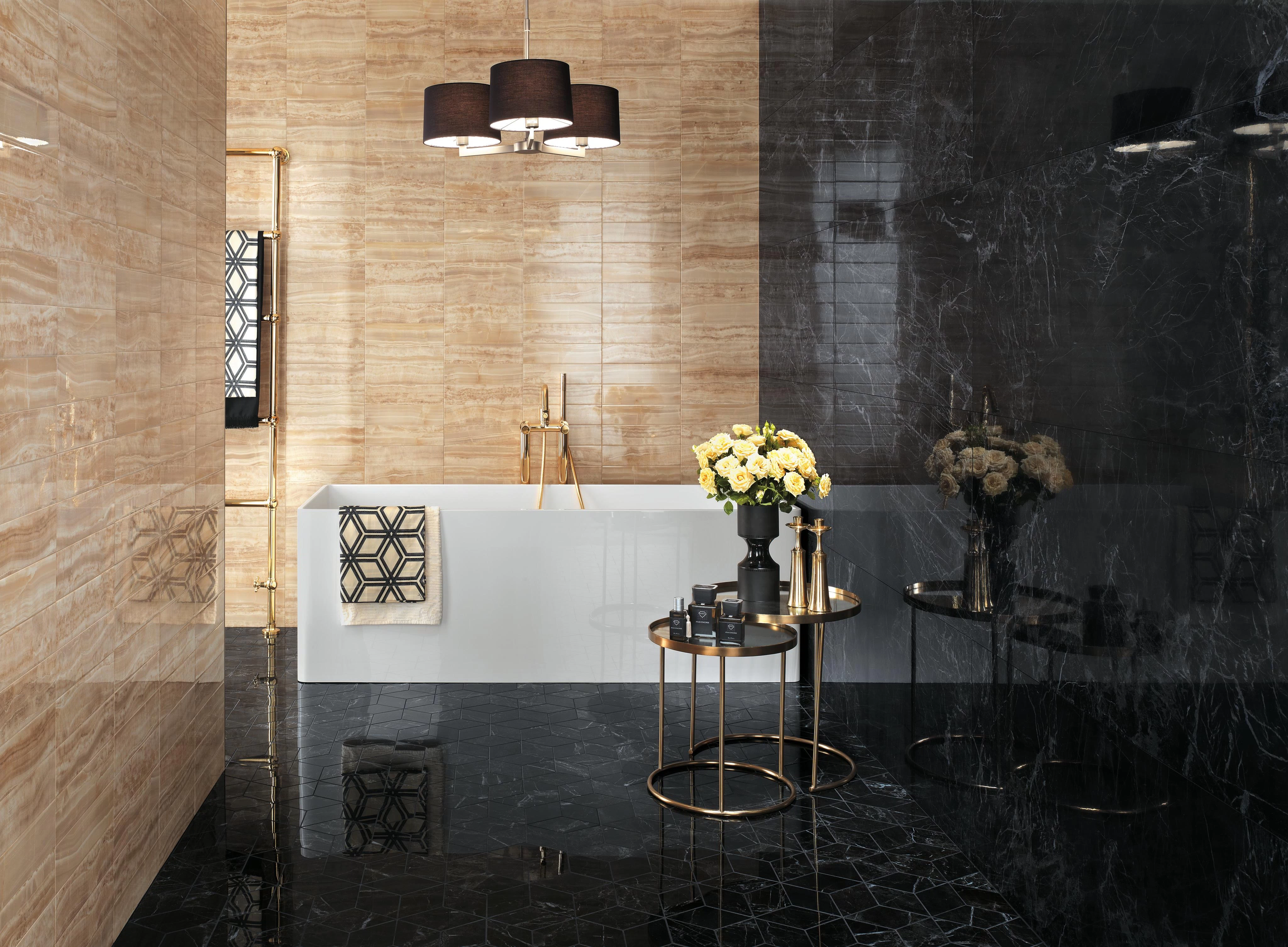 Brick Royal Gold, Marvel Noir St. Laurent, Marvel Noir St. Laurent Mosaico Esagono Lappato