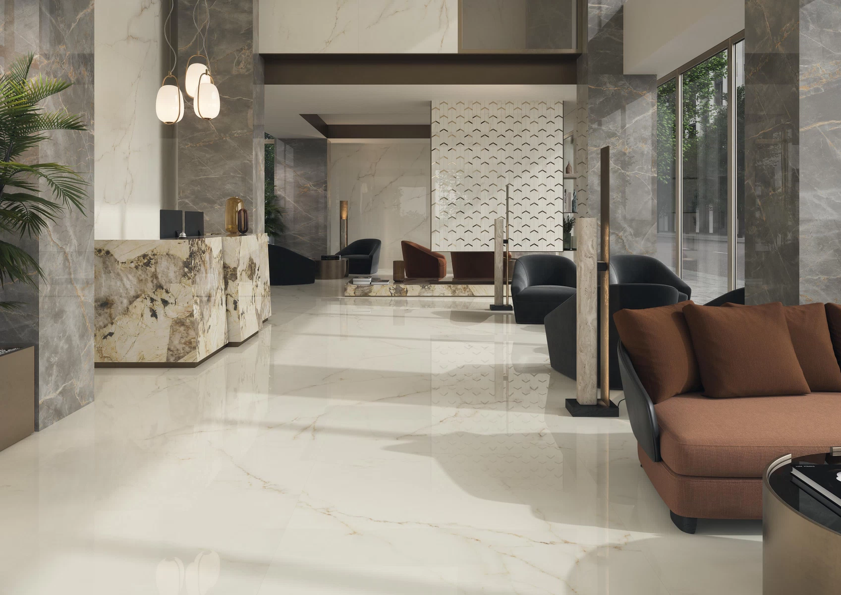 Porcelanato Esmaltado Place POL 120x120 C - stone floor