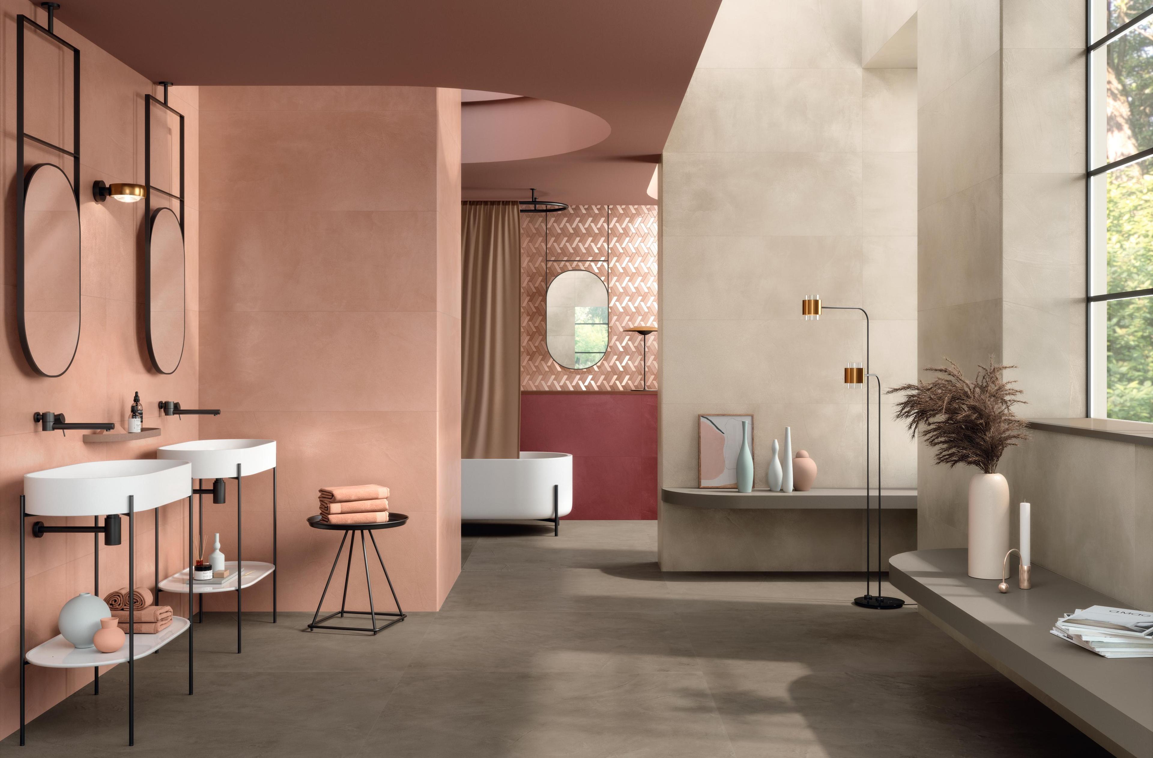 Pavimento e Rivestimento Bagno Effetto resina Rosa