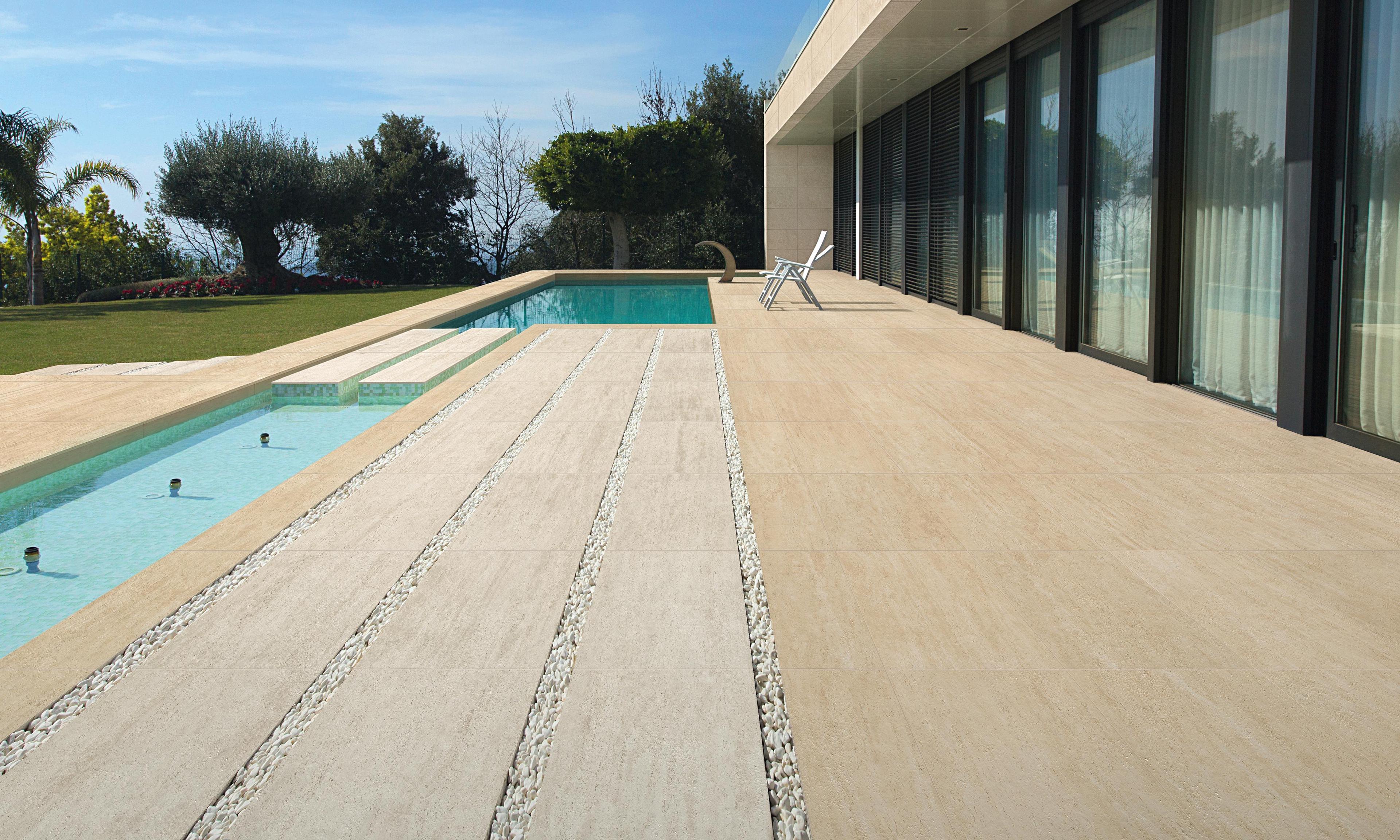 Piastrelle per esterno Effetto travertino Beige