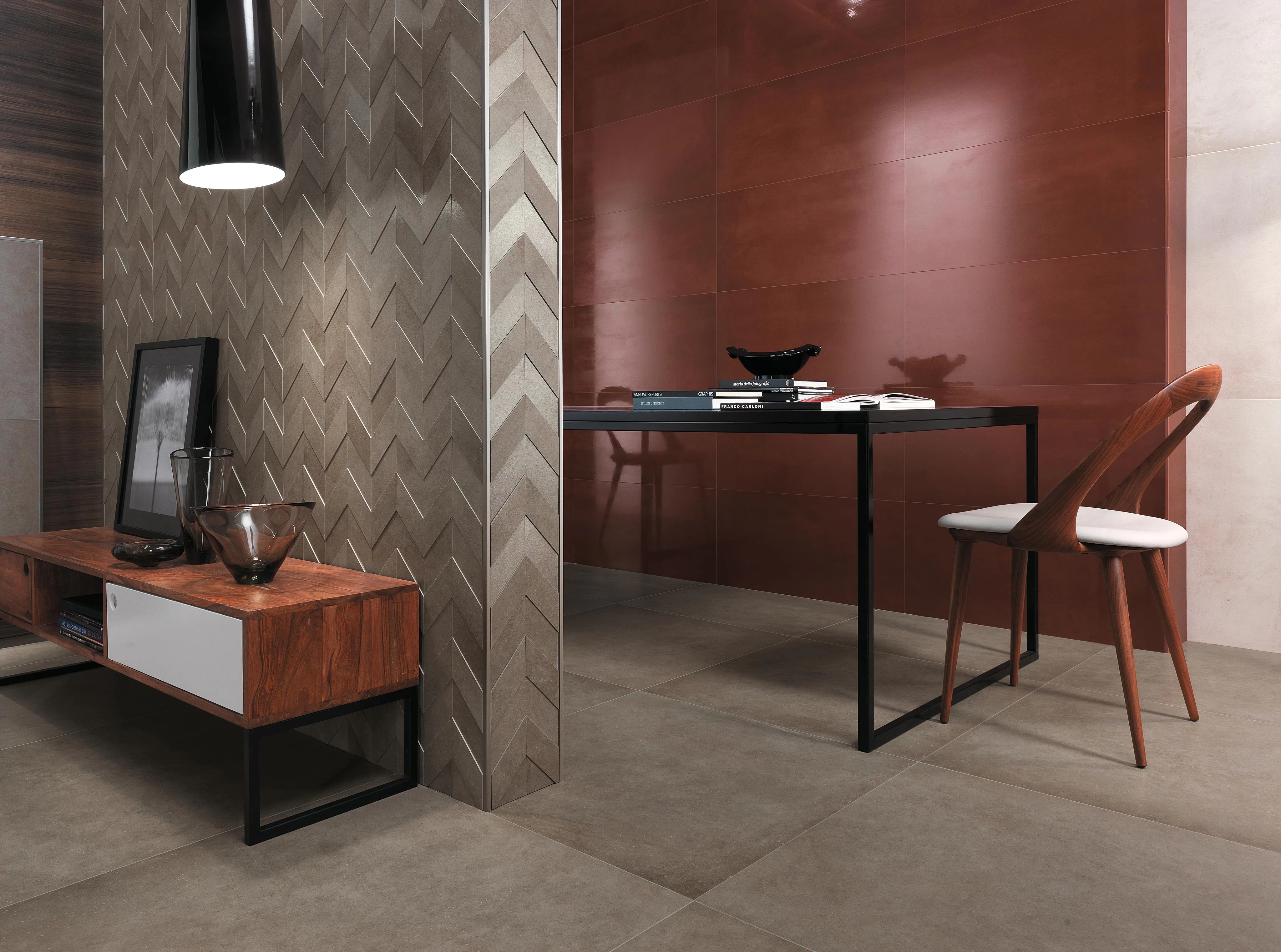 Dwell Rust, Dwell Greige, Dwell Off White, Dwell Greige Chevron 3D, Etic Eucalipto Smoked 25x150 cm