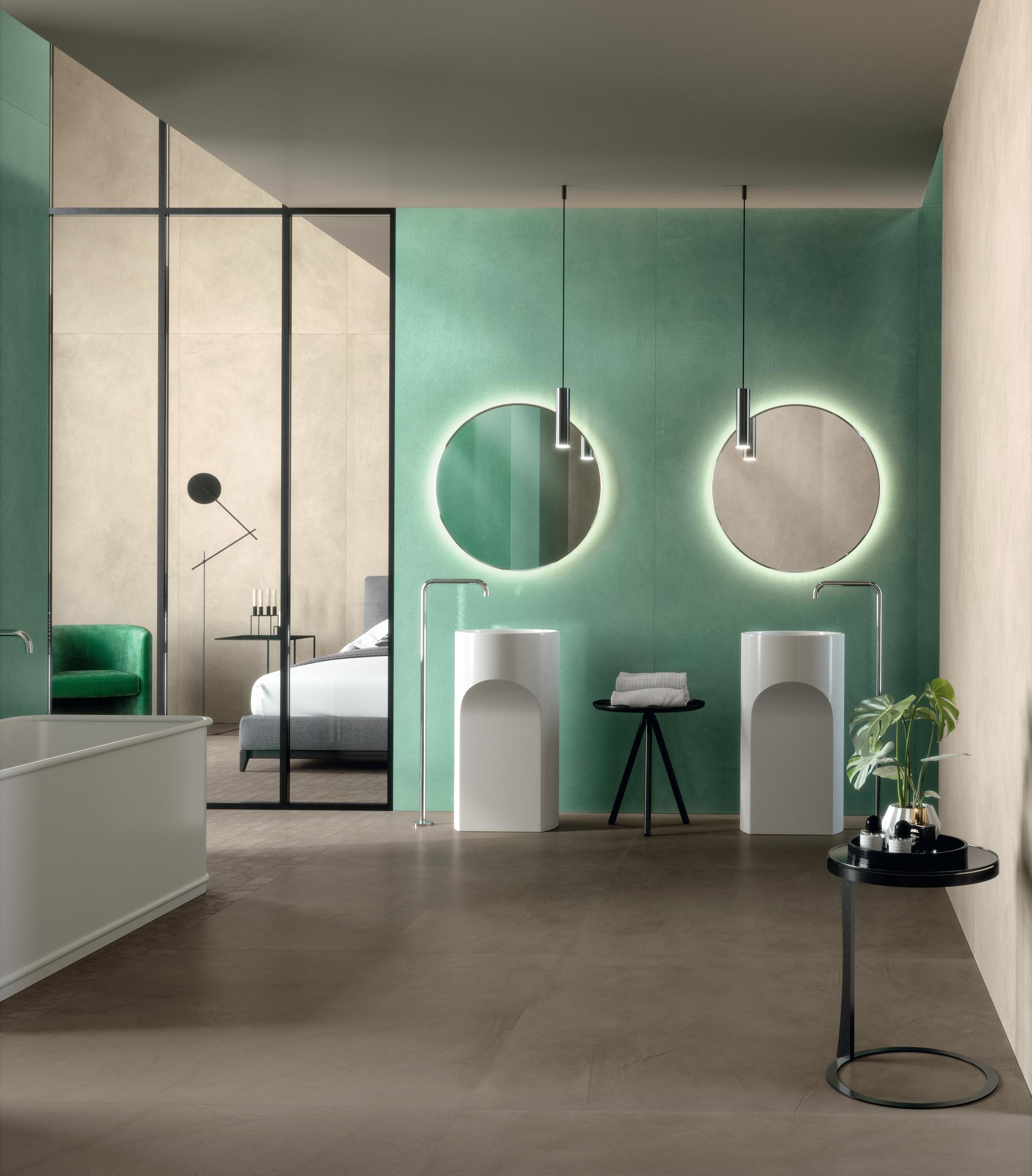 Piastrelle grande formato Bagno Effetto resina Beige