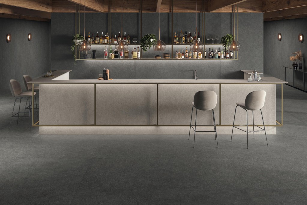 Piastrelle grande formato Bar Effetto pietra Nero