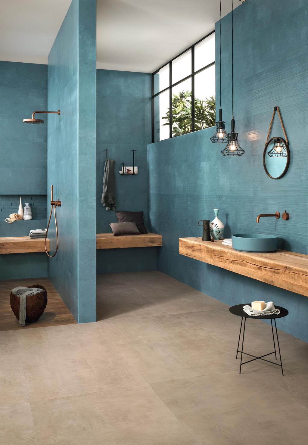 Pavimento e Rivestimento Bagno Effetto cemento Blu