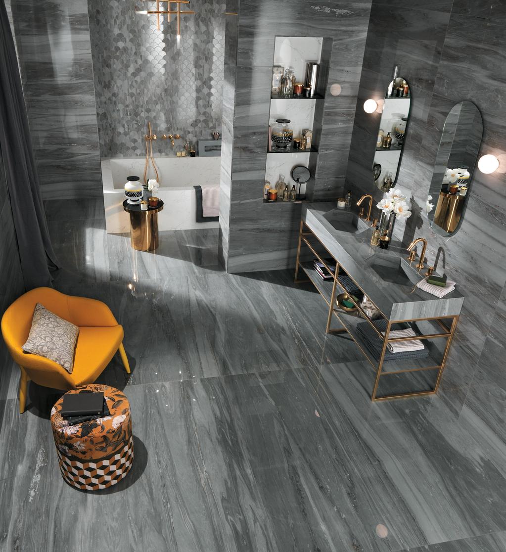 Pavimento e Rivestimento Bagno Effetto marmo Grigio