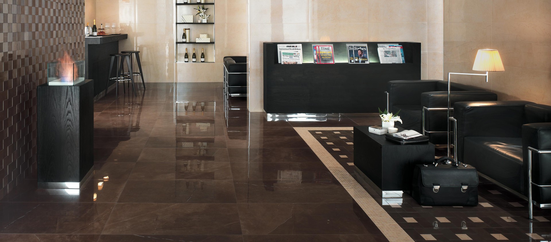 Marvel Bronze Luxury Lappato, Marvel Beige Mystery Lappato, Marvel Bronze Mosaico 3D, Marvel Beige Mosaico Lappato, Marvel Bronze Cassettone Lappato, Marvel Beige Angolo Lappato