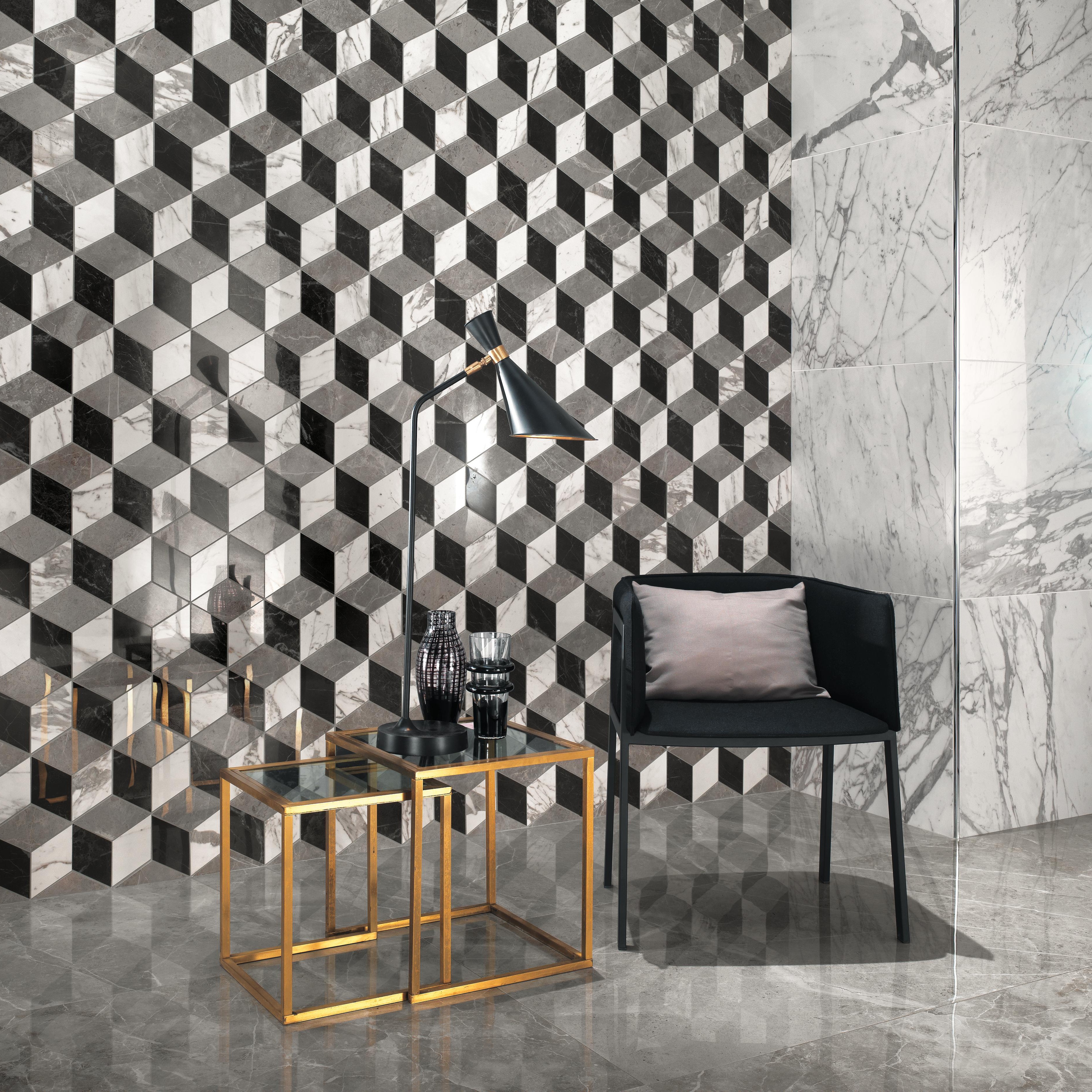 Marvel Pro Grey Fleury Lappato, Marvel Pro Statuario Select Lappato, Marvel Pro Mosaico Esagono Multicolor Cold