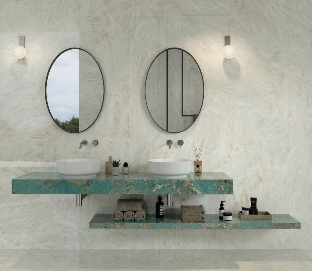 Piastrelle grande formato Bagno Effetto marmo Bianco