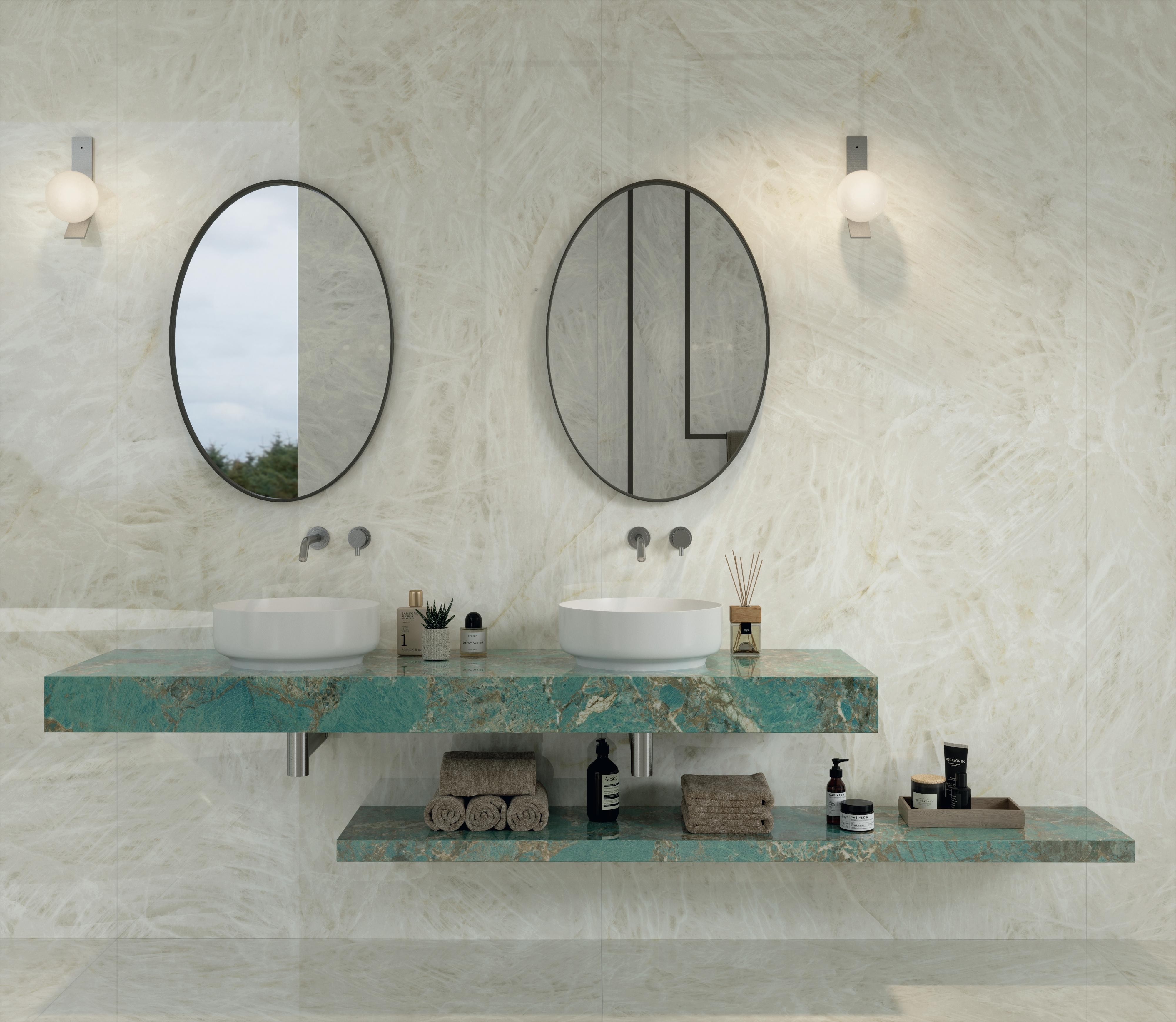 Piastrelle grande formato Bagno Effetto marmo Bianco