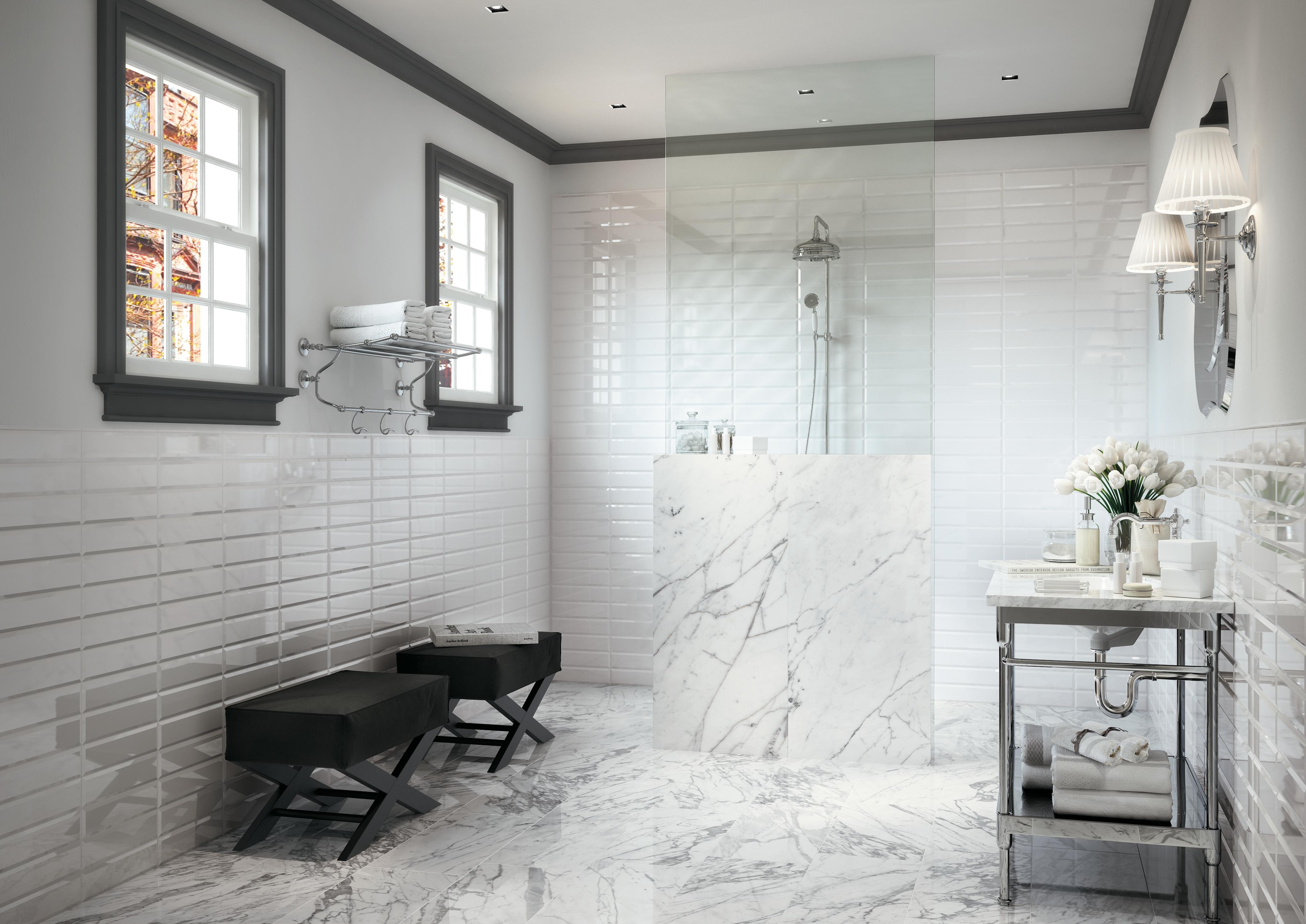 Brick White Bevel, Dwell Ice Spigoloso, Marvel Statuario Select