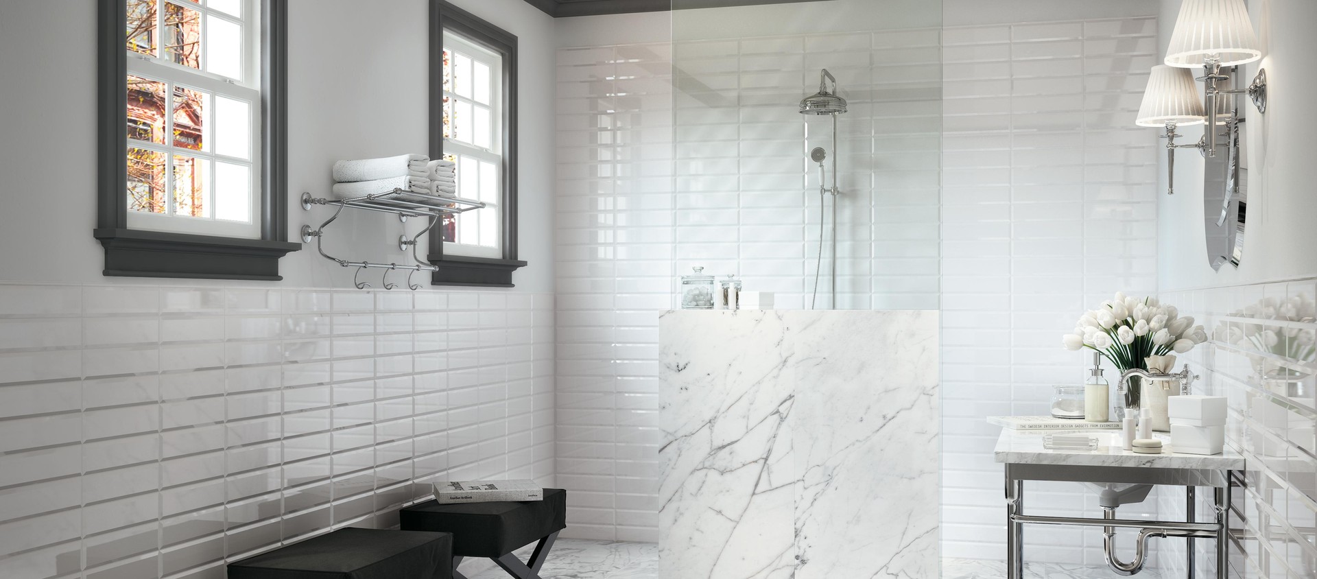 Brick White Bevel, Dwell Ice Spigoloso, Marvel Statuario Select