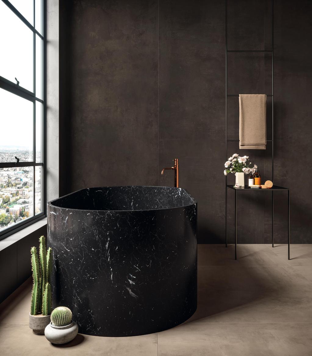 Pavimento in Gres Porcellanato Bagno Effetto cemento Marrone