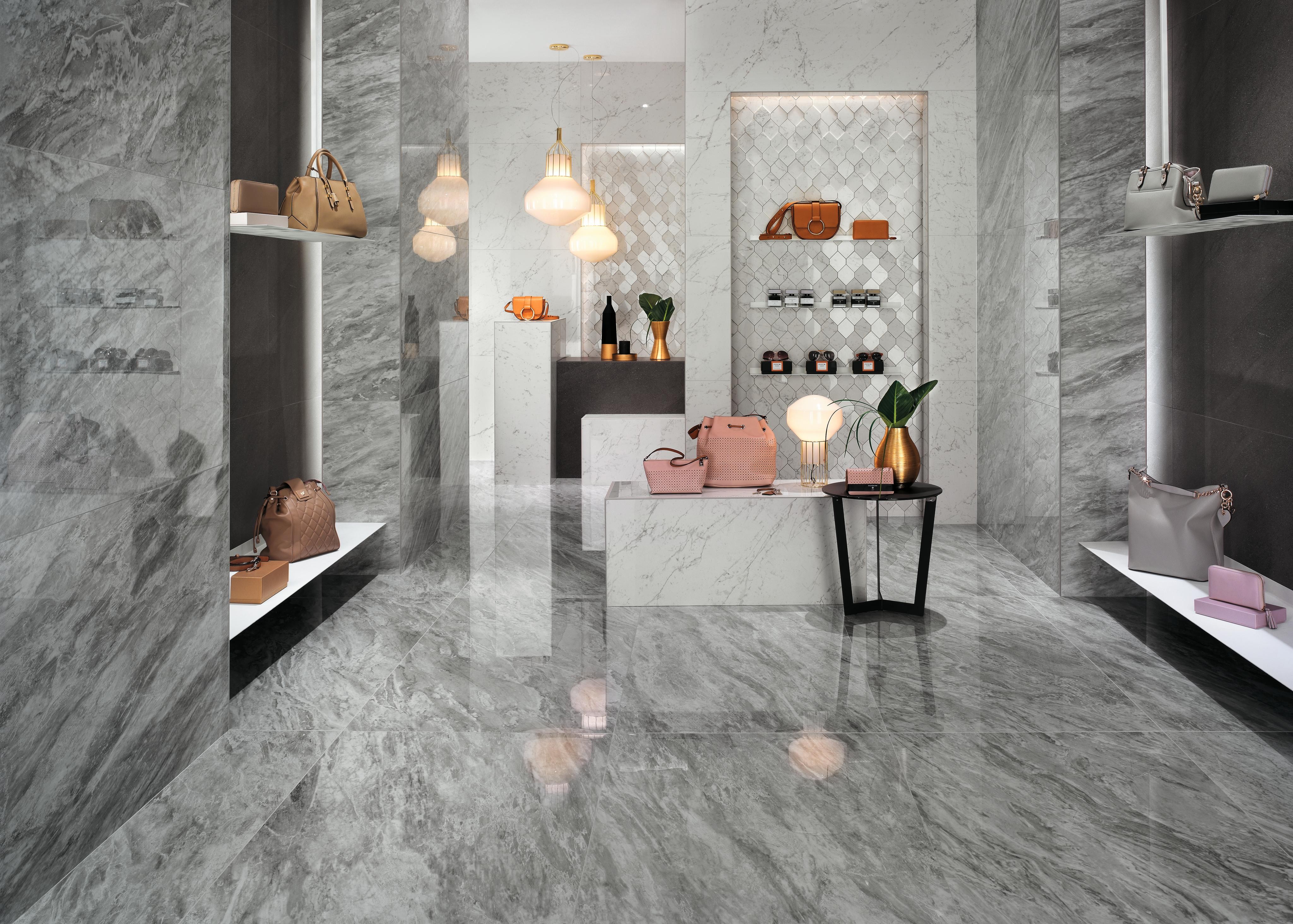 Marvel Bardiglio Grey Lappato, Marvel Carrara Pure Lappato, Marvel Basaltina Volcano, Marvel Carrara Pure Mosaico Esagono 3D