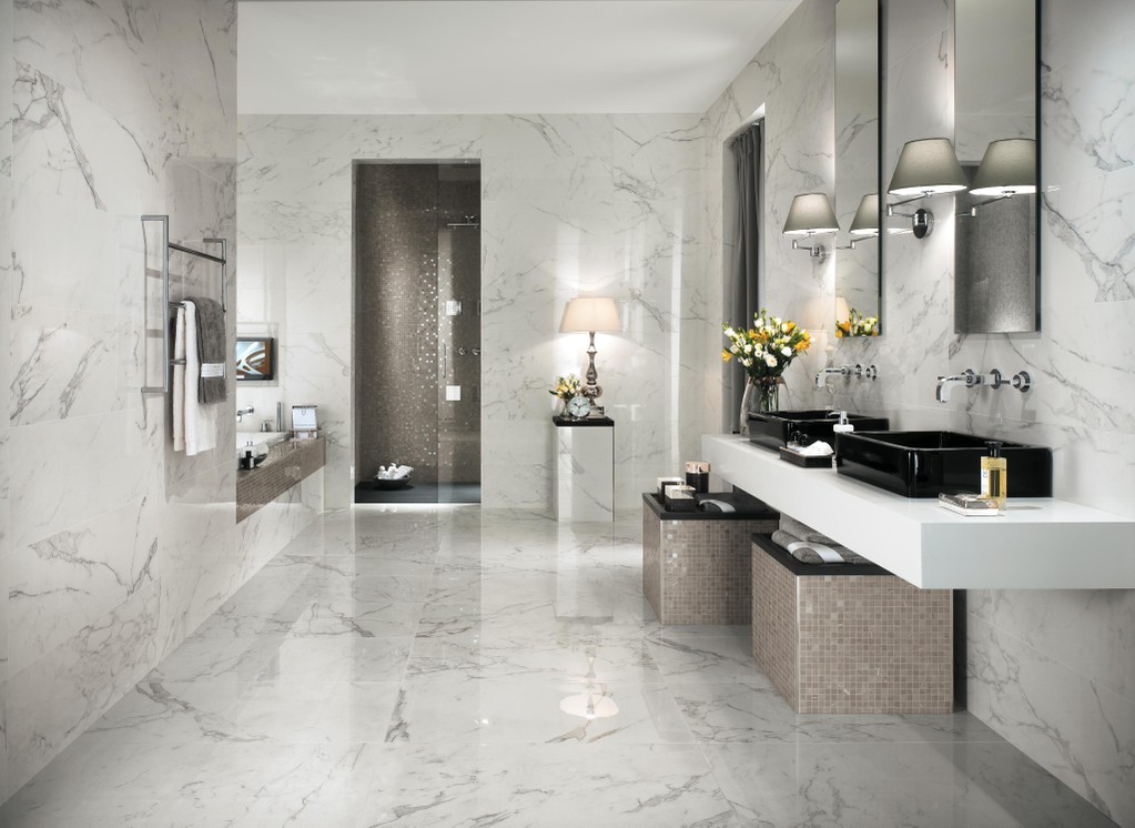 Bathroom marble effect tiles