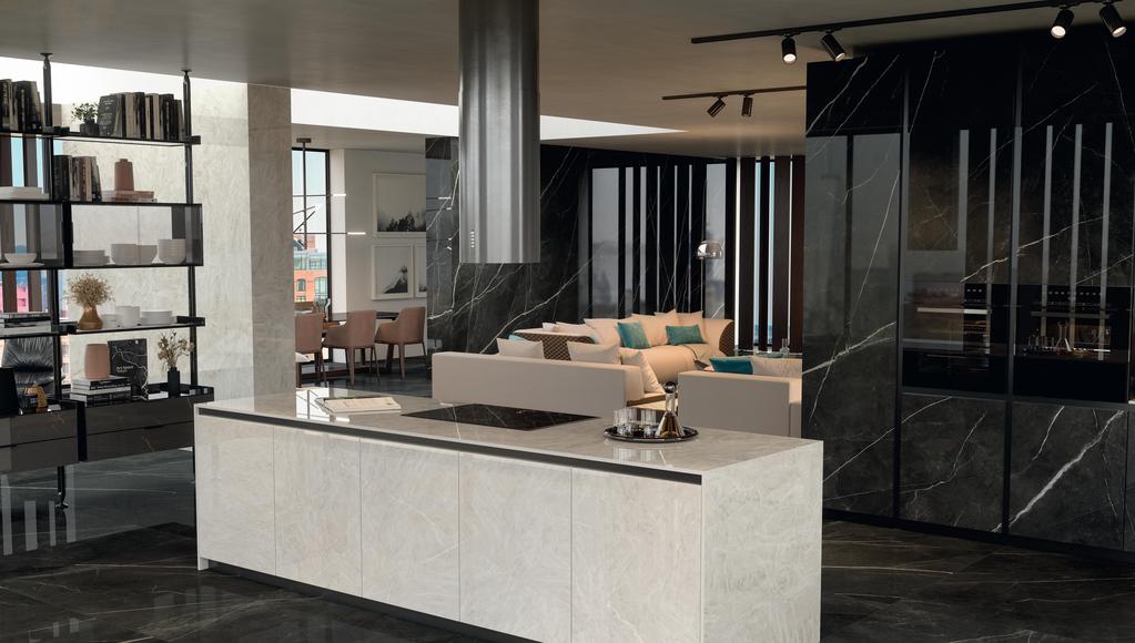 Piastrelle grande formato Cucina Effetto marmo Bianco