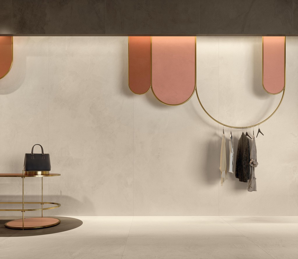 Piastrelle grande formato Negozio Effetto resina Bianco