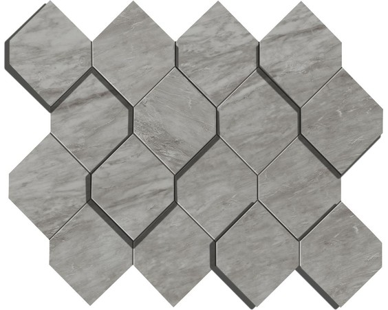 AtlasConcorde MarvelStone BardiglioGrey MosaicoEsagono3D 28.2x35.3 AS39