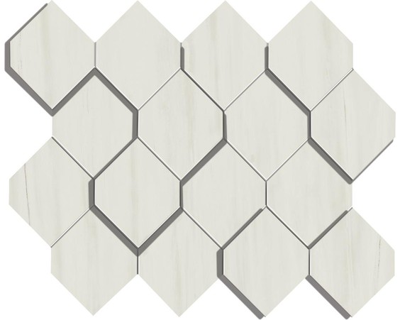 AtlasConcorde MarvelStone BiancoDolomite MosaicoEsagono3D 28.2x35.3 AS36