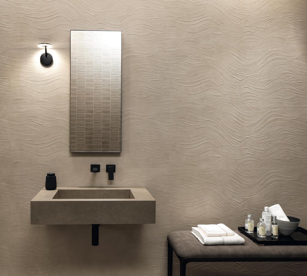 Rivestimento 3D Bagno Effetto terra cruda Beige