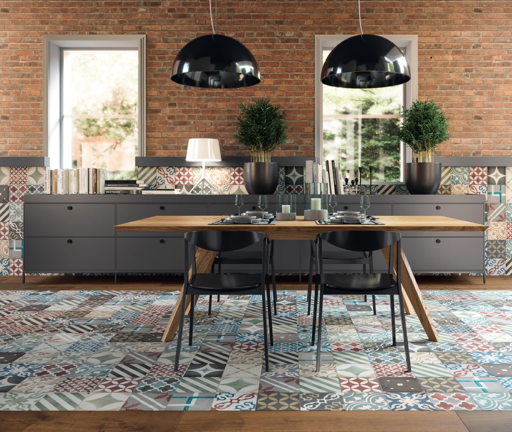 Pavimento e Rivestimento Cucina Effetto cementine Rosso