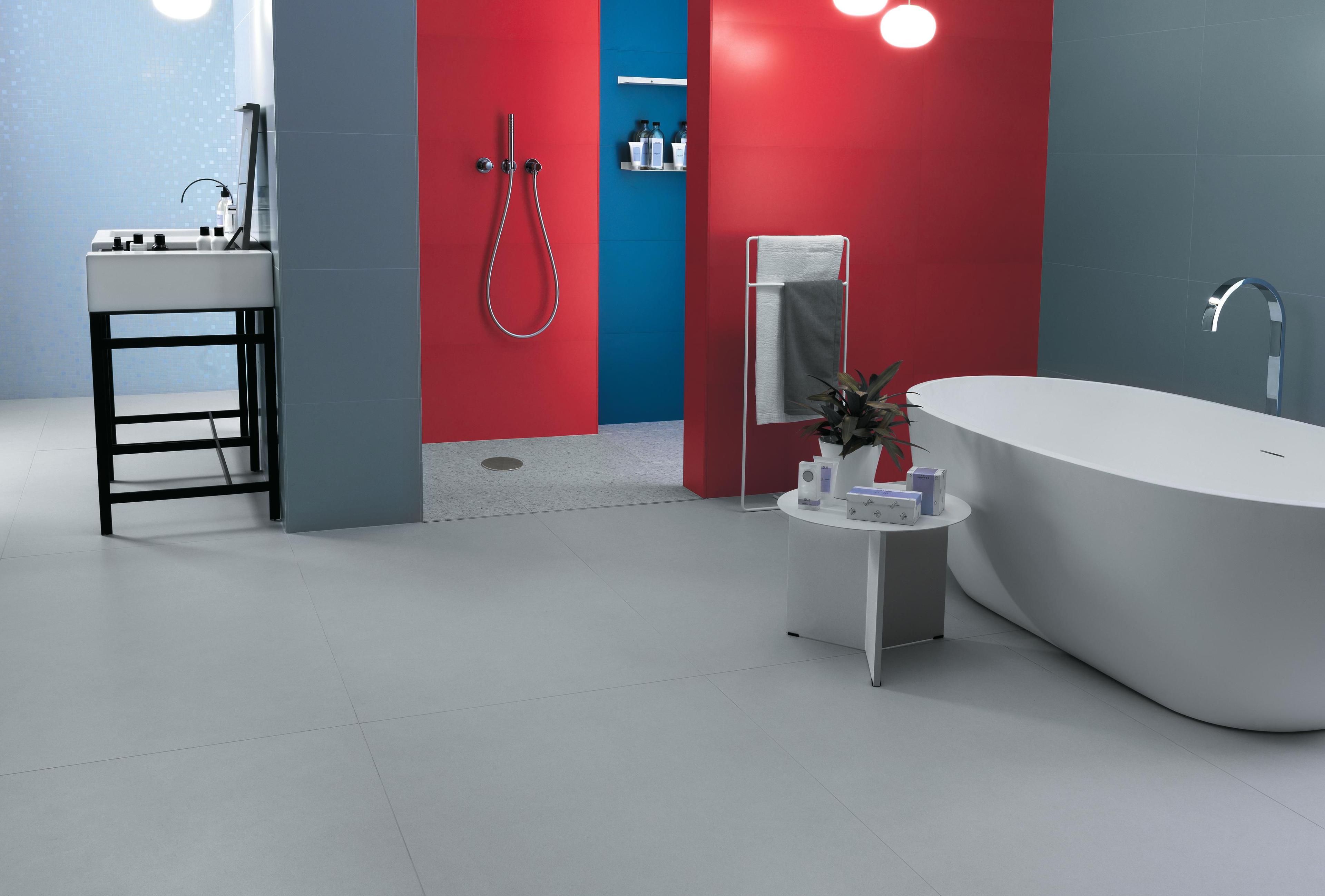 Sky 40x80, Red 40x80, Blue 40x80, Sky Mosaico Q 30,5x30,5, White Matte 75x150, Marvel Gems Terrazzo White Matte 60x60