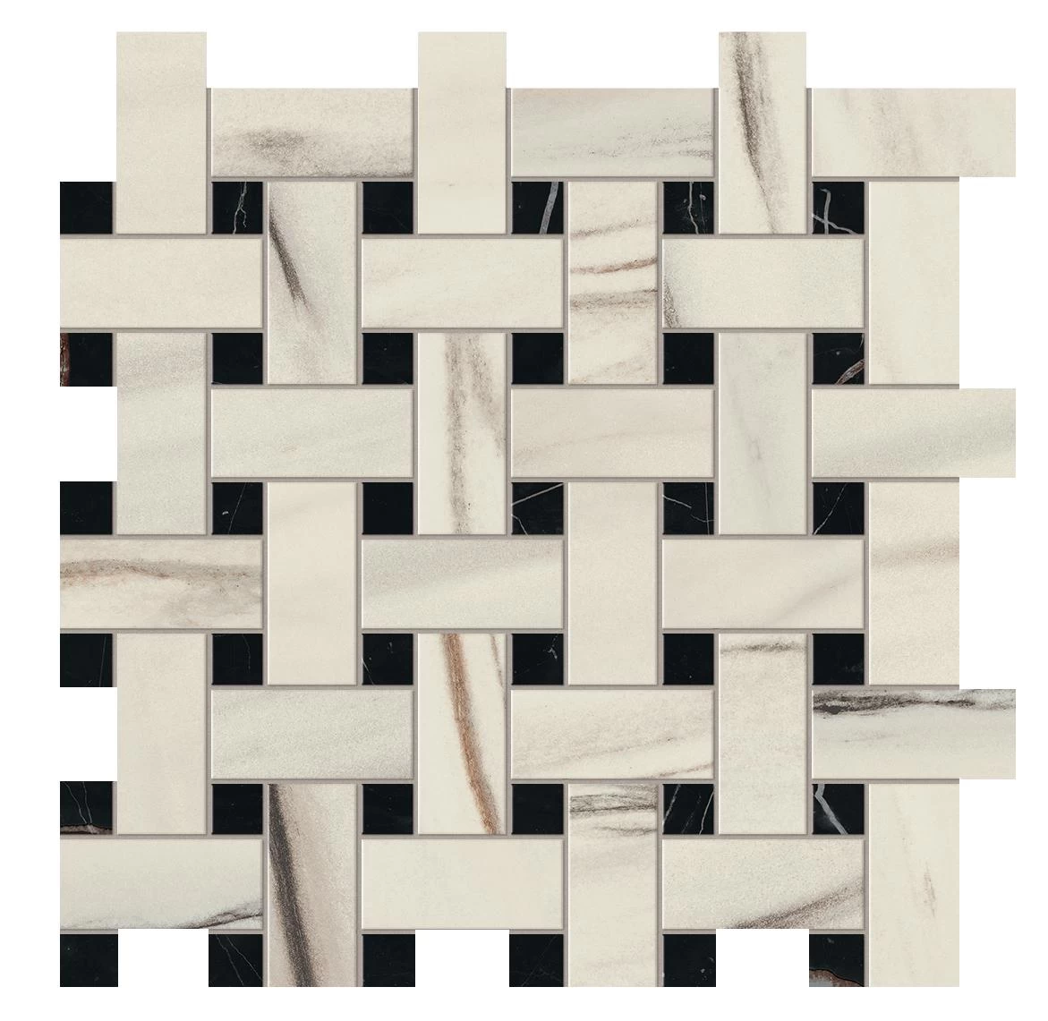Marvel Bianco Fantastico Basket Weave, Acon Wave Floor Tile
