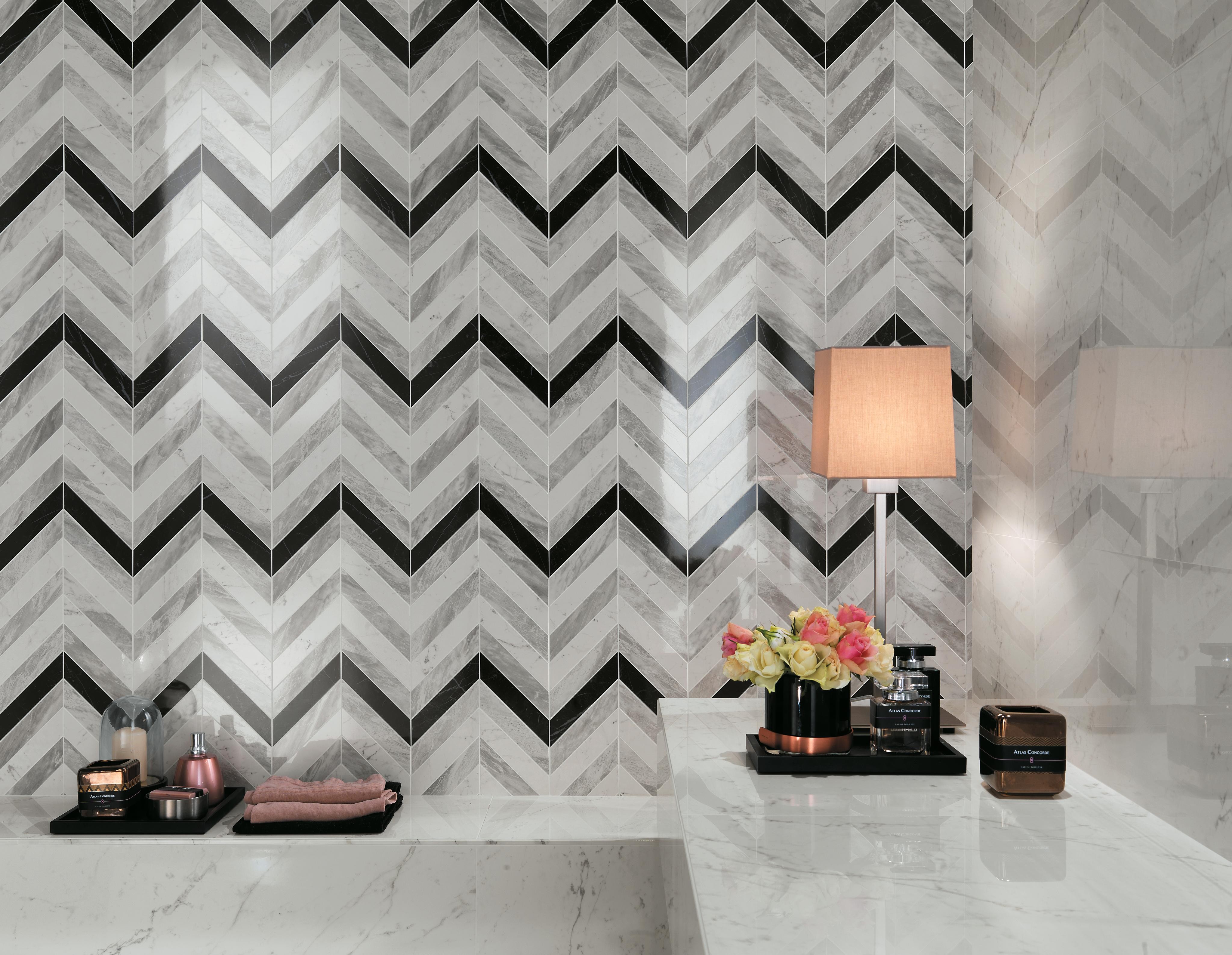 AtlasConcorde MarvelStone 002 05 Carrara ChevronMixWall