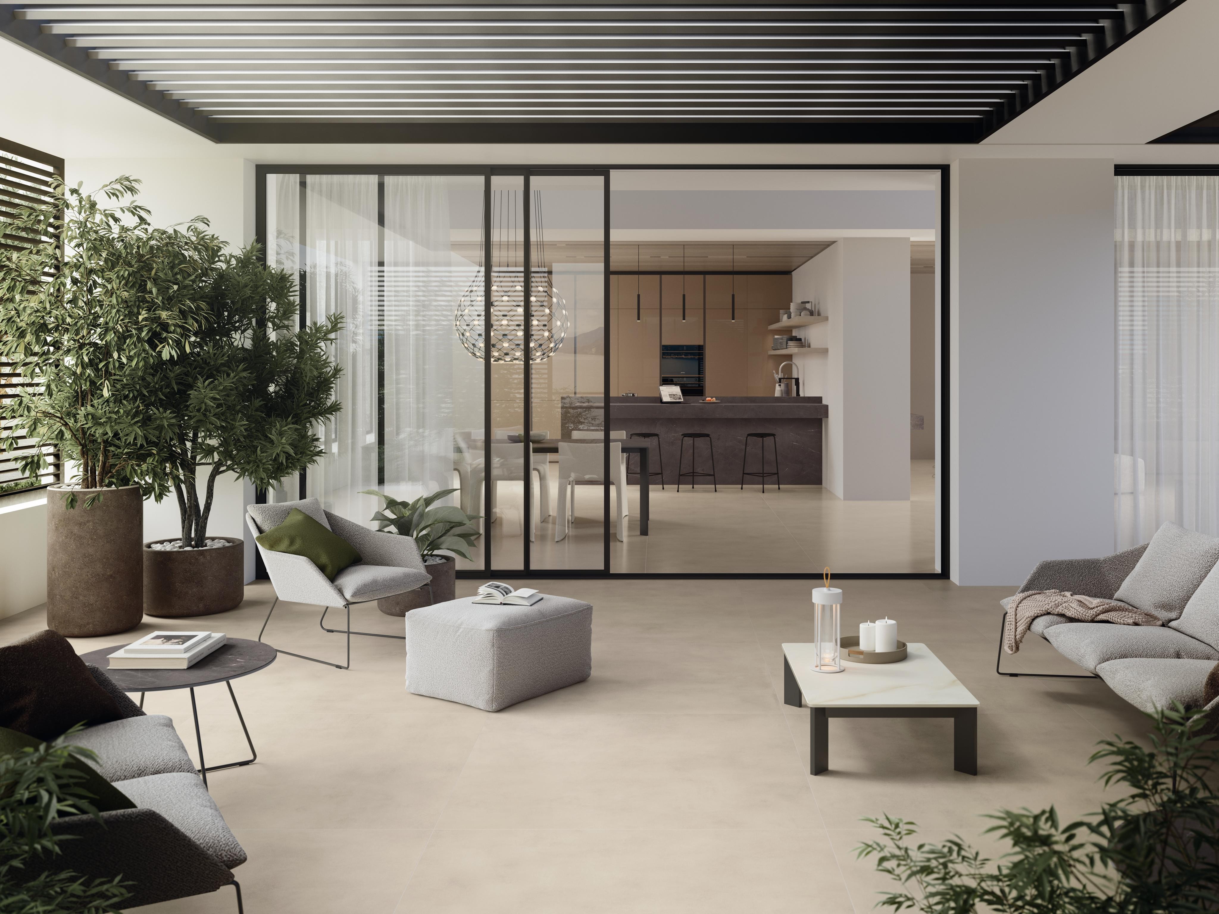 Piastrelle grande formato Abitazione Effetto cemento Grigio