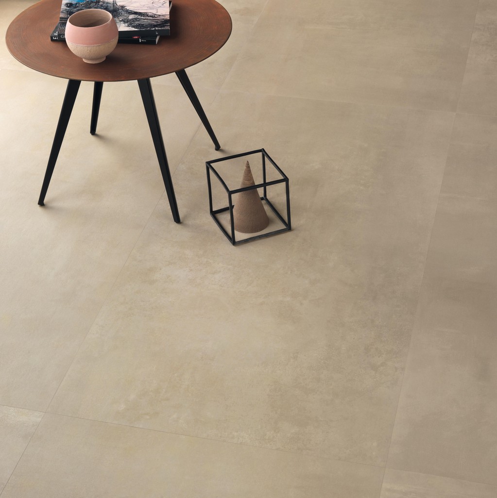 Pavimento in Gres Porcellanato Soggiorno Effetto cemento Beige
