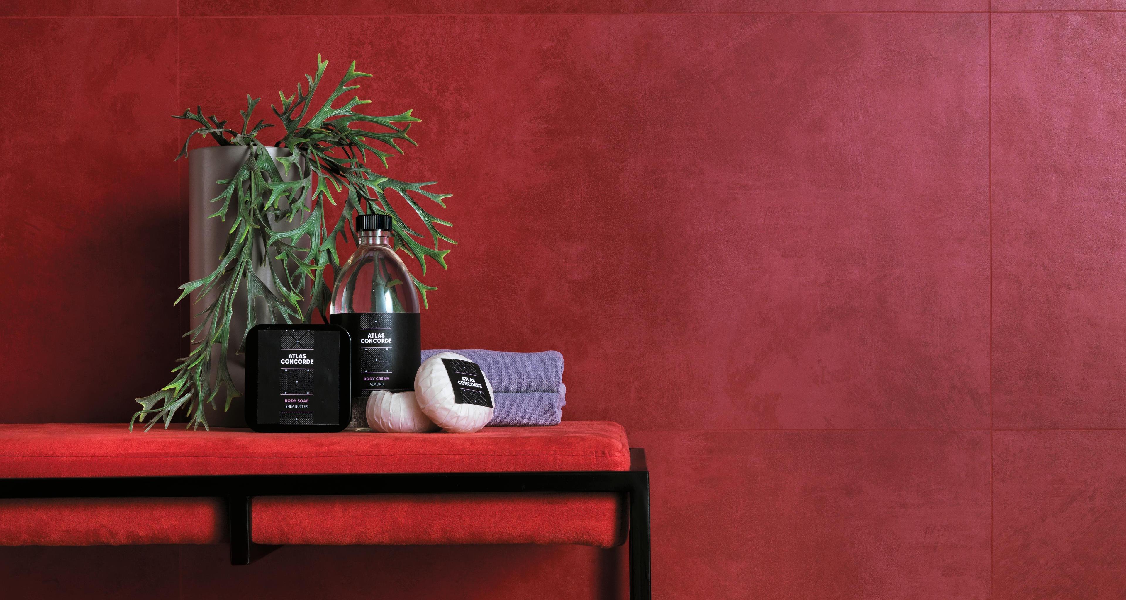 Rivestimento Bagno Effetto cemento Rosso