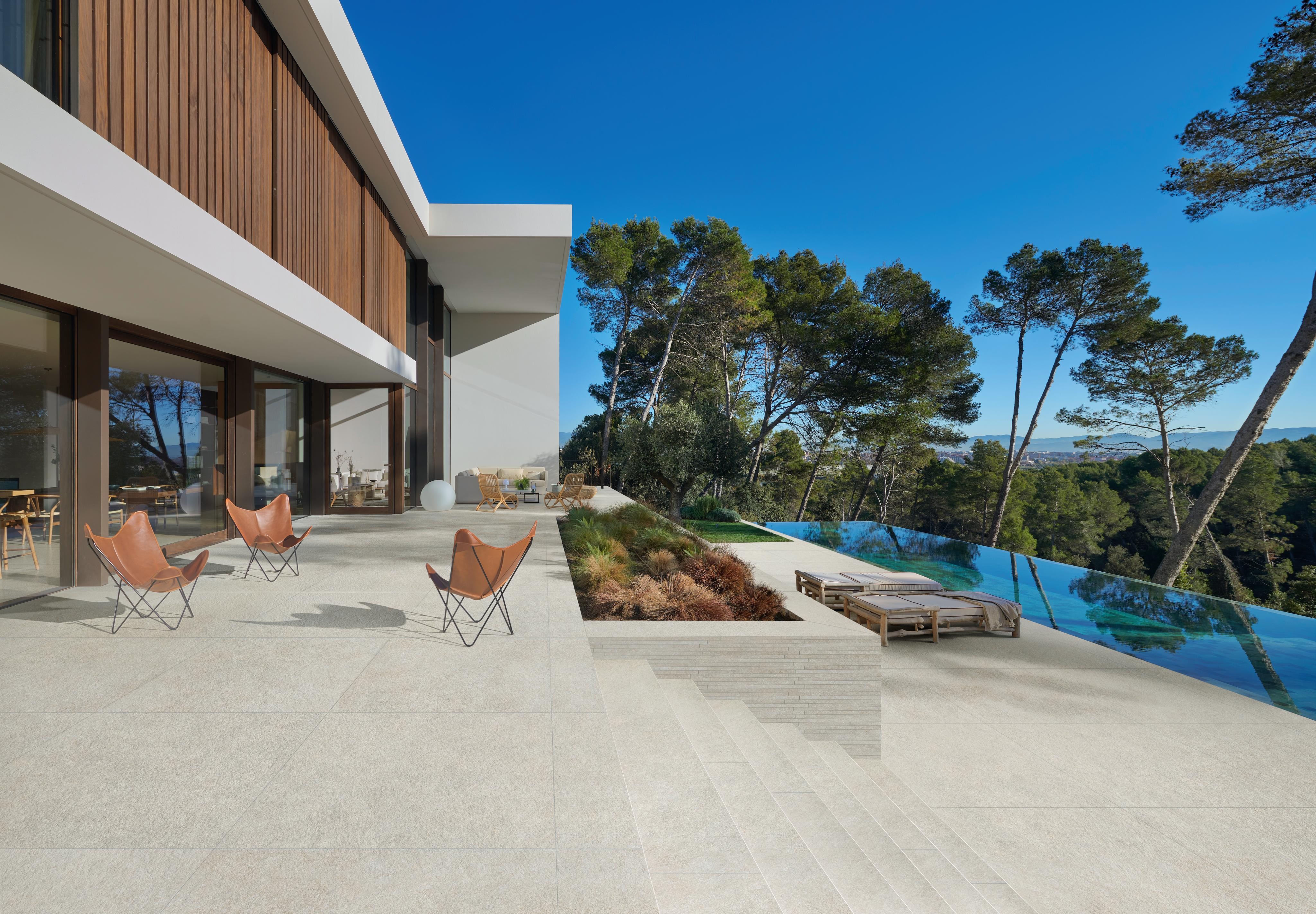 Piastrelle per esterno grande formato Effetto pietra Bianco