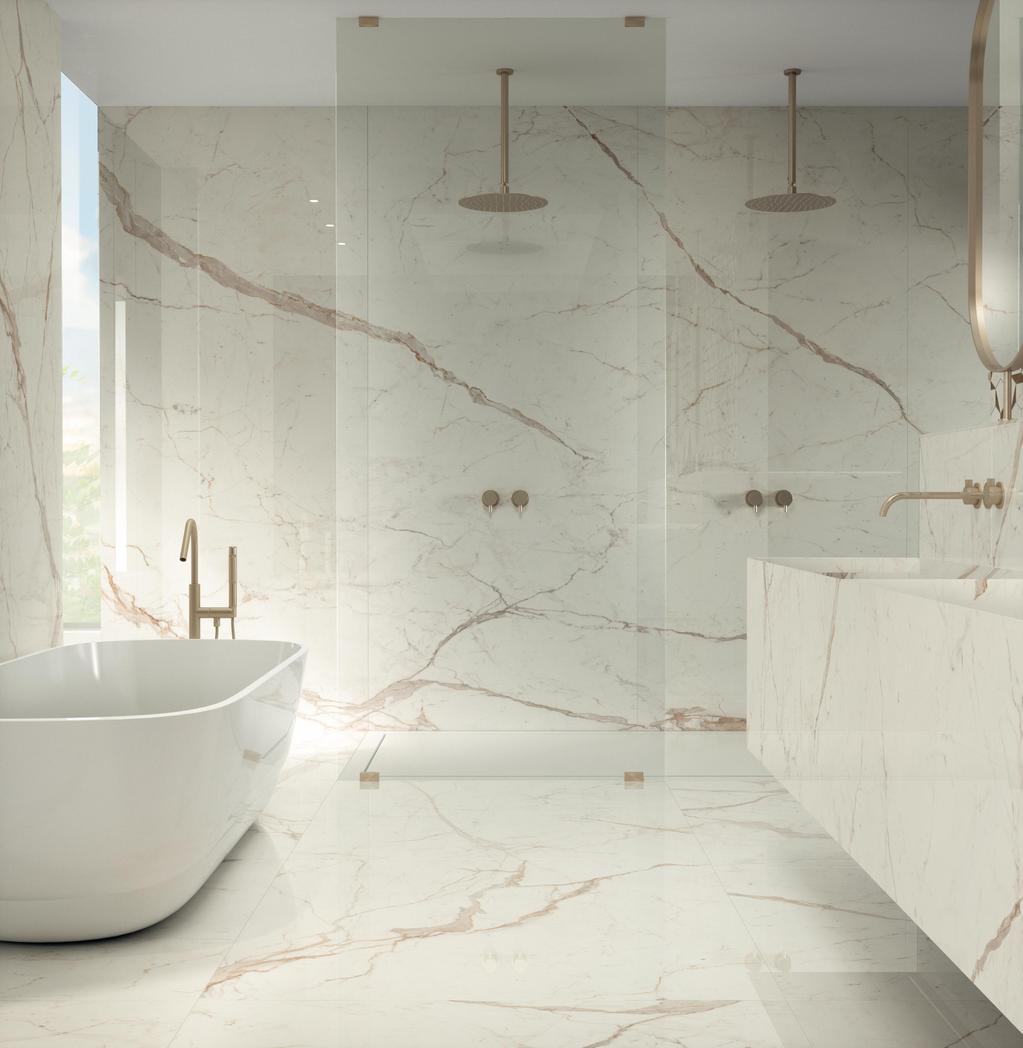 Piastrelle grande formato Bagno Effetto marmo Bianco