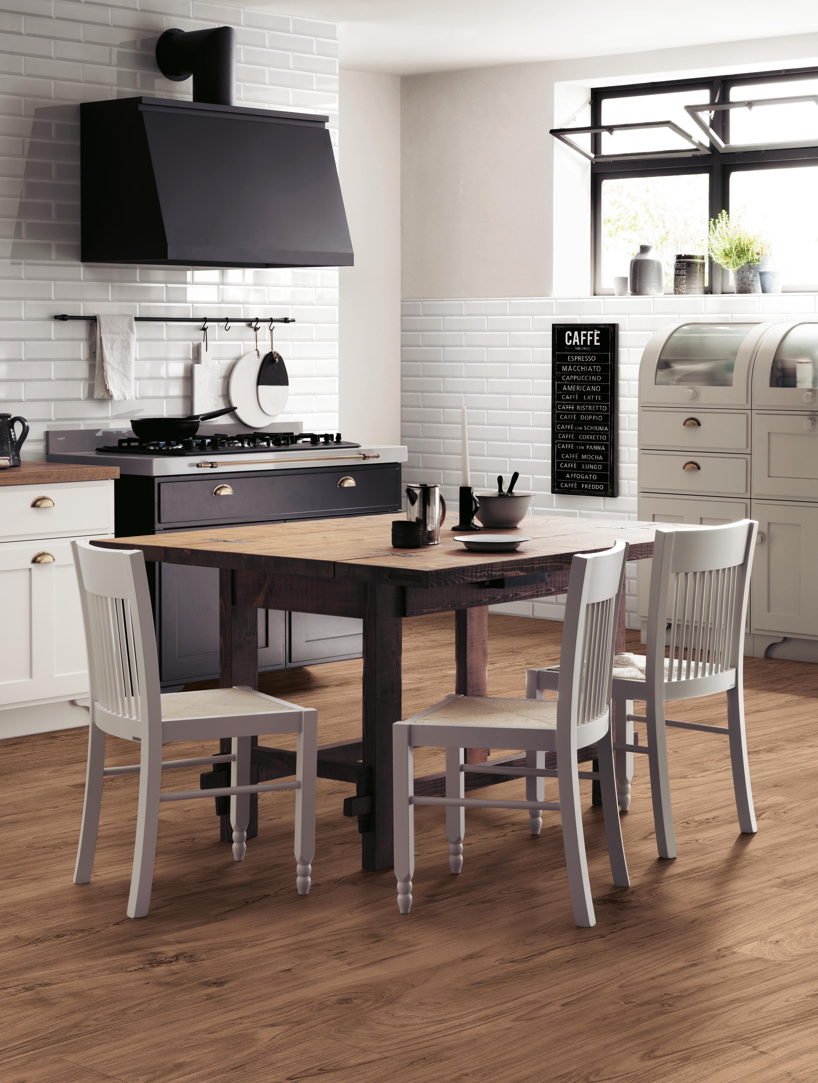 Brick White Bevel, Etic Noce Hickory