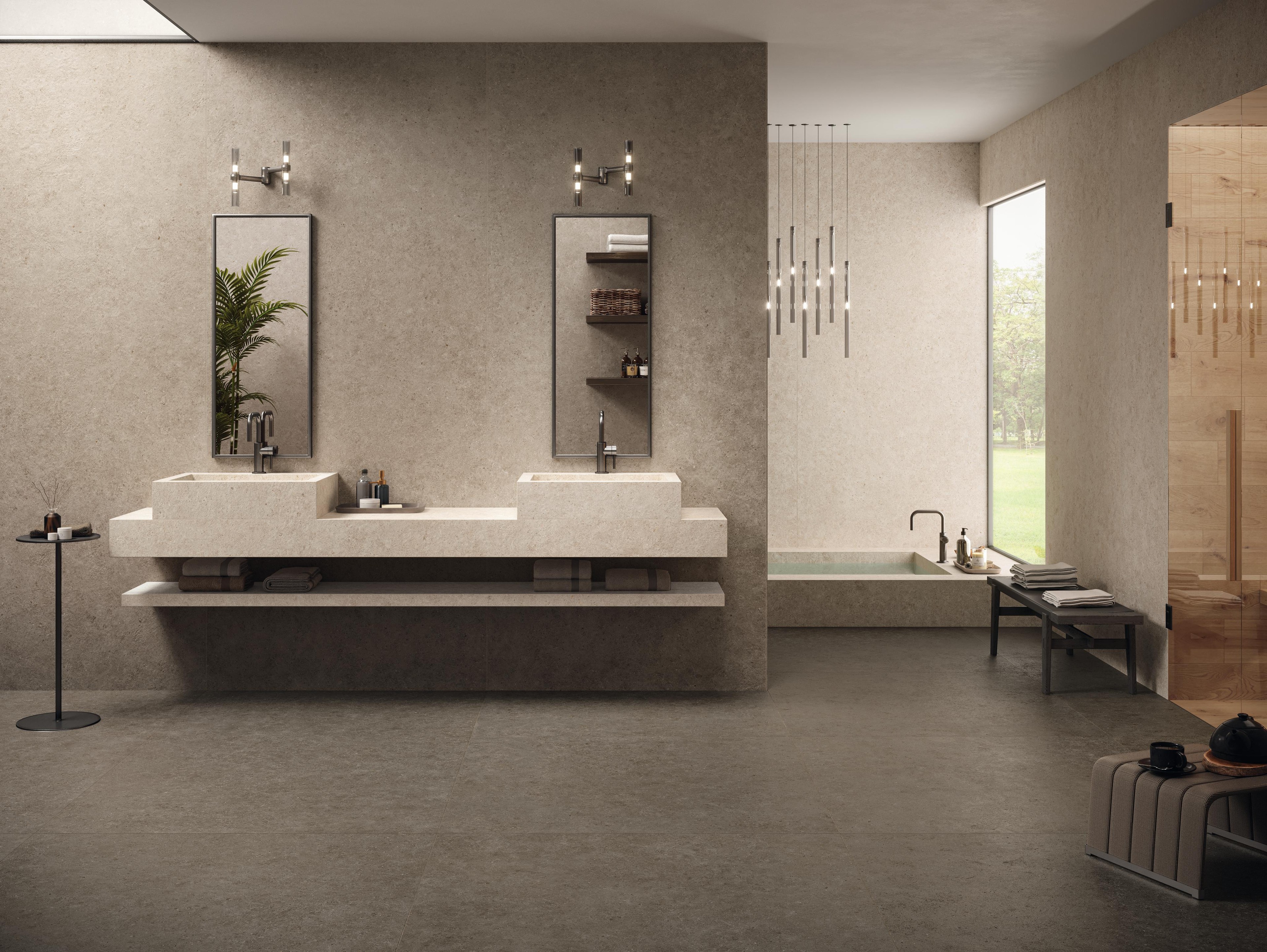 Piastrelle grande formato SPA Effetto pietra Grigio