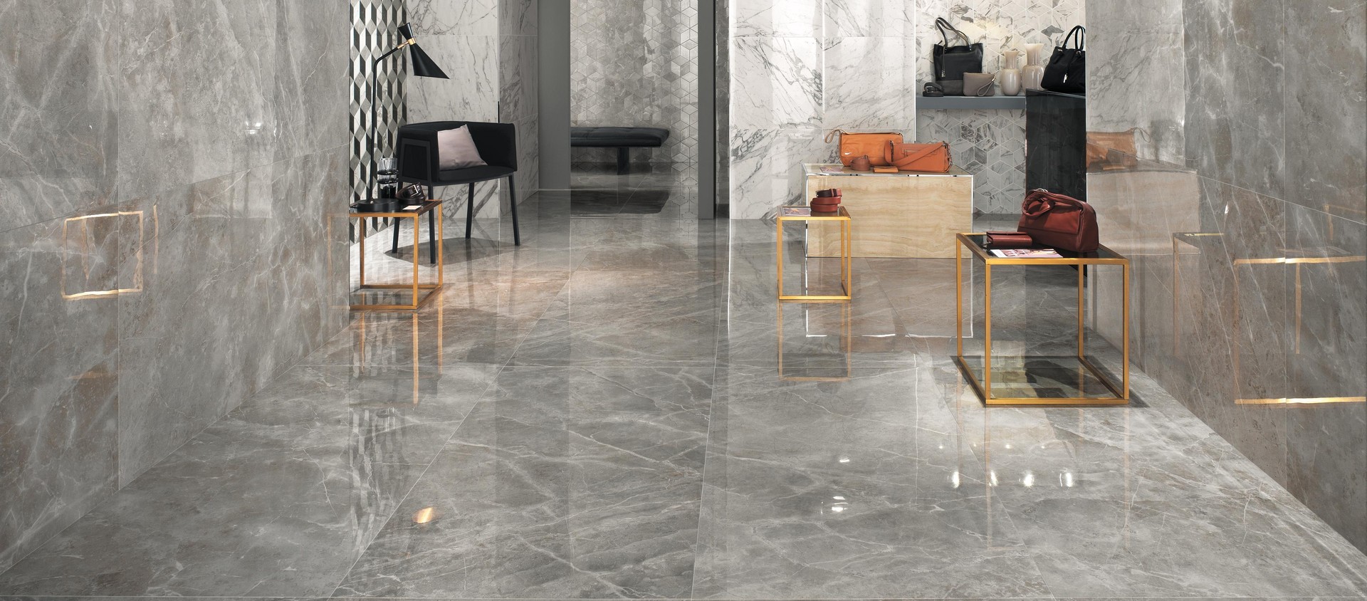 Marvel Pro Grey Fleury Lappato, Marvel Pro Statuario Select Lappato, Marvel Pro Statuario Select Mosaico Esagono, Marvel Pro Grey Fleury Mosaico Esagono, Marvel Pro Mosaico Esagono Multicolor Cold