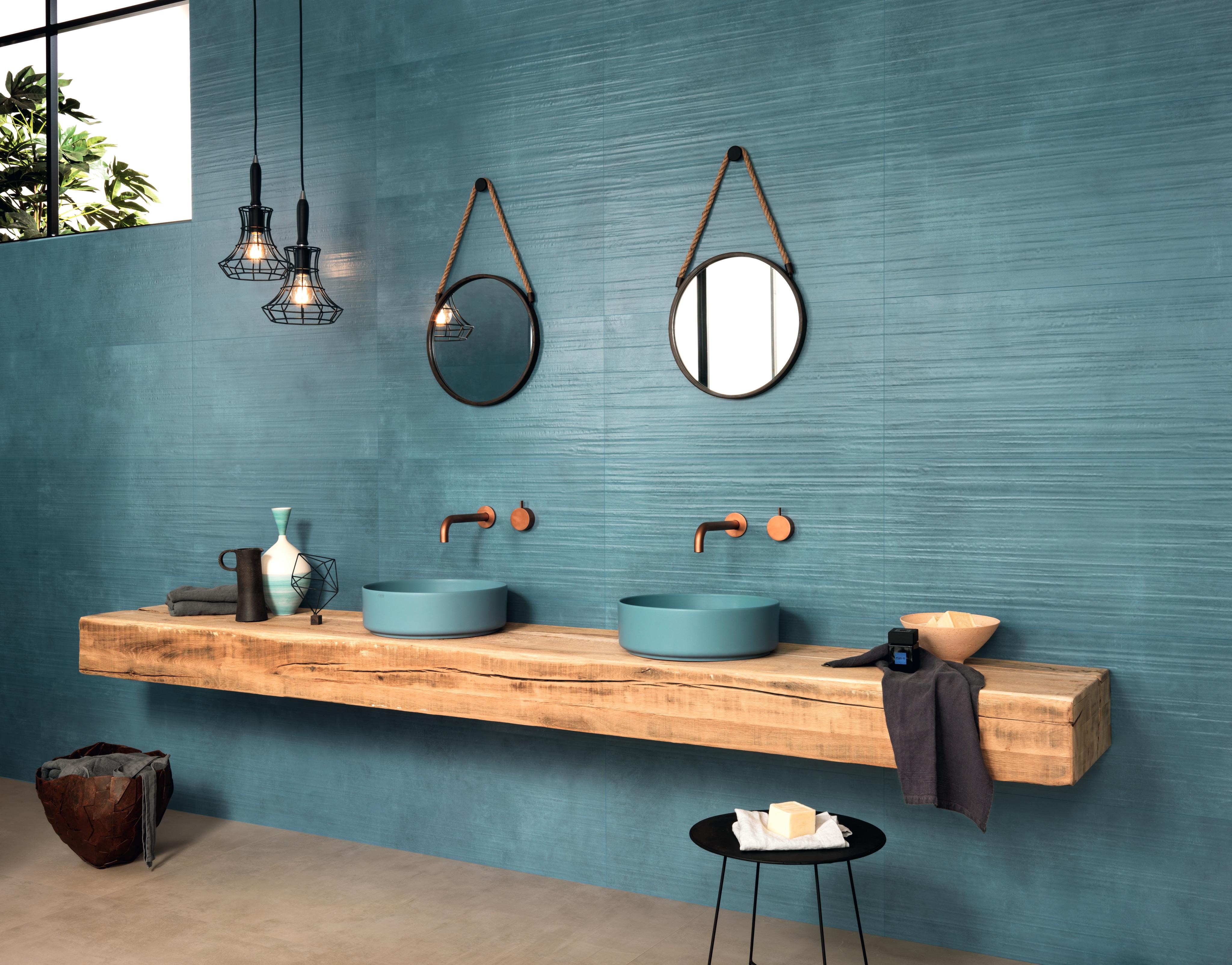 Rivestimento Bagno Effetto cemento Blu