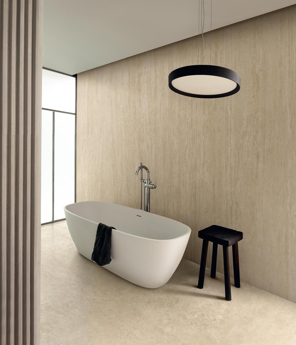 Piastrelle grande formato Bagno Effetto travertino Beige