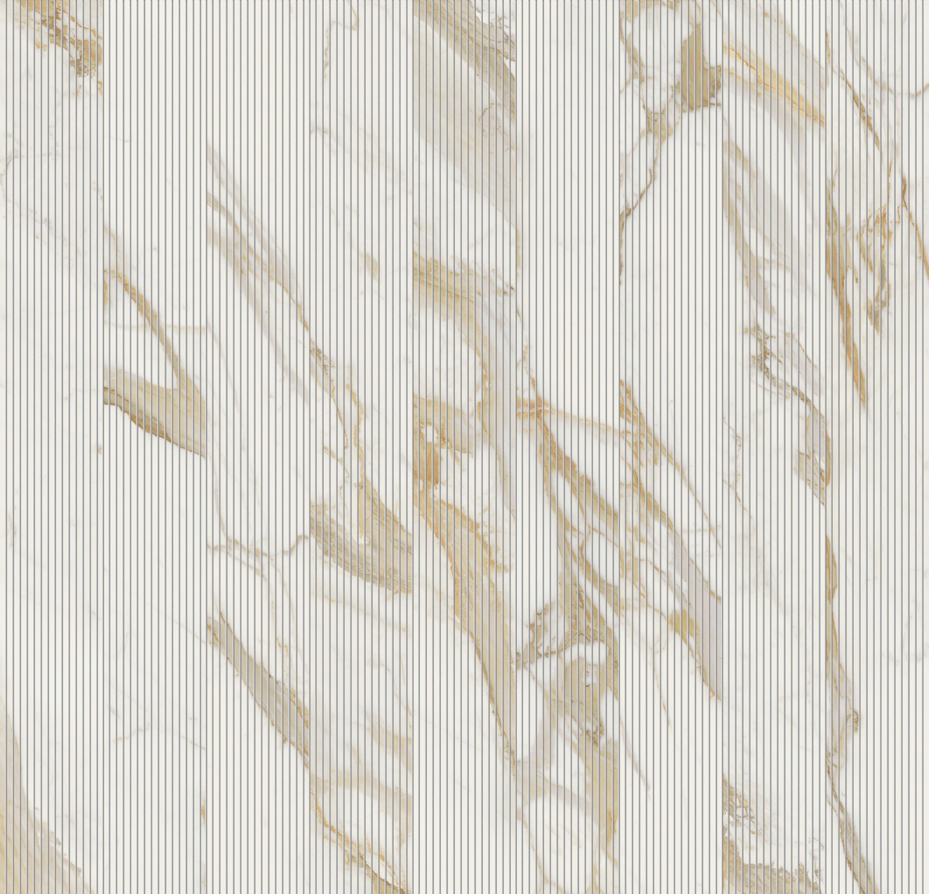 Marvel Next Calacatta Oro Mosaico Groove, White, 13.8x120