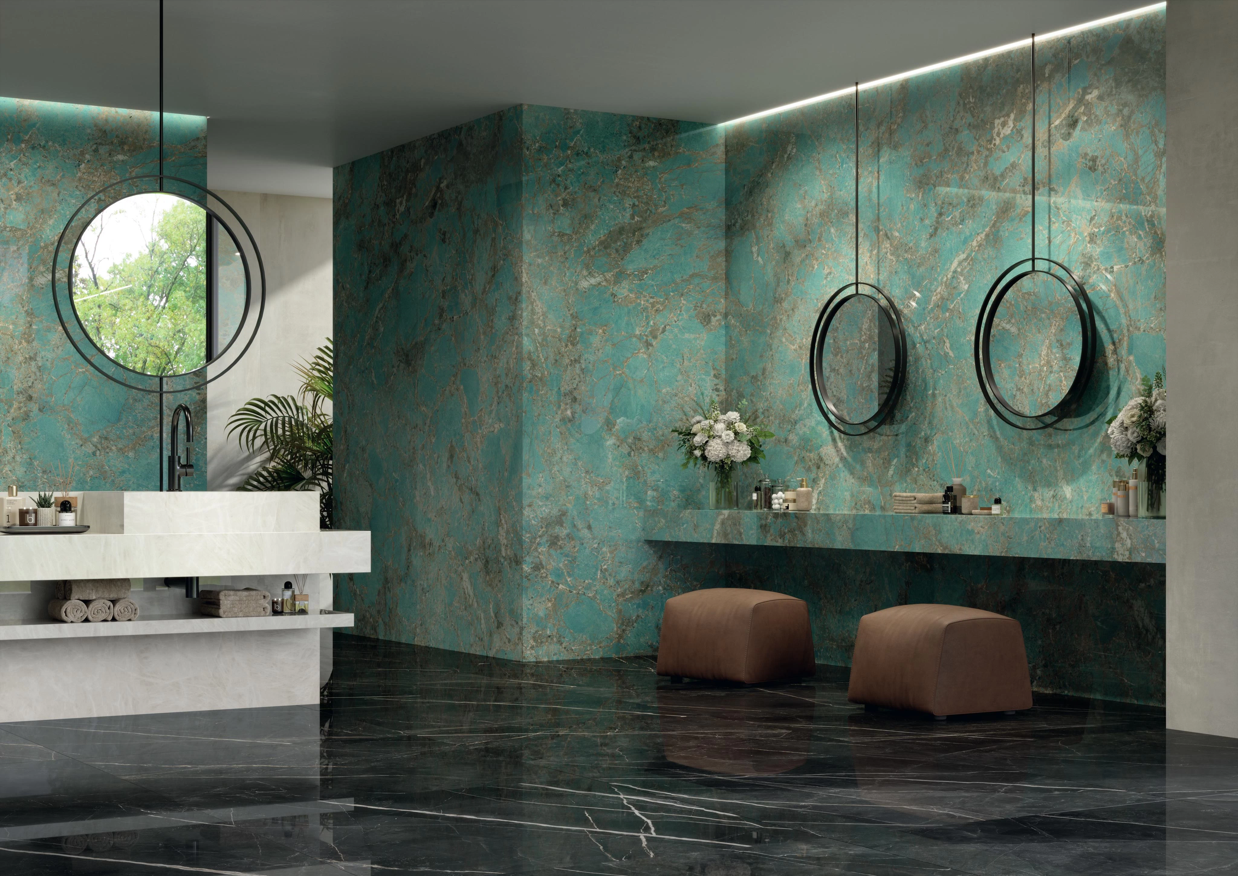 Porcelain Tiles Green Marble Effect