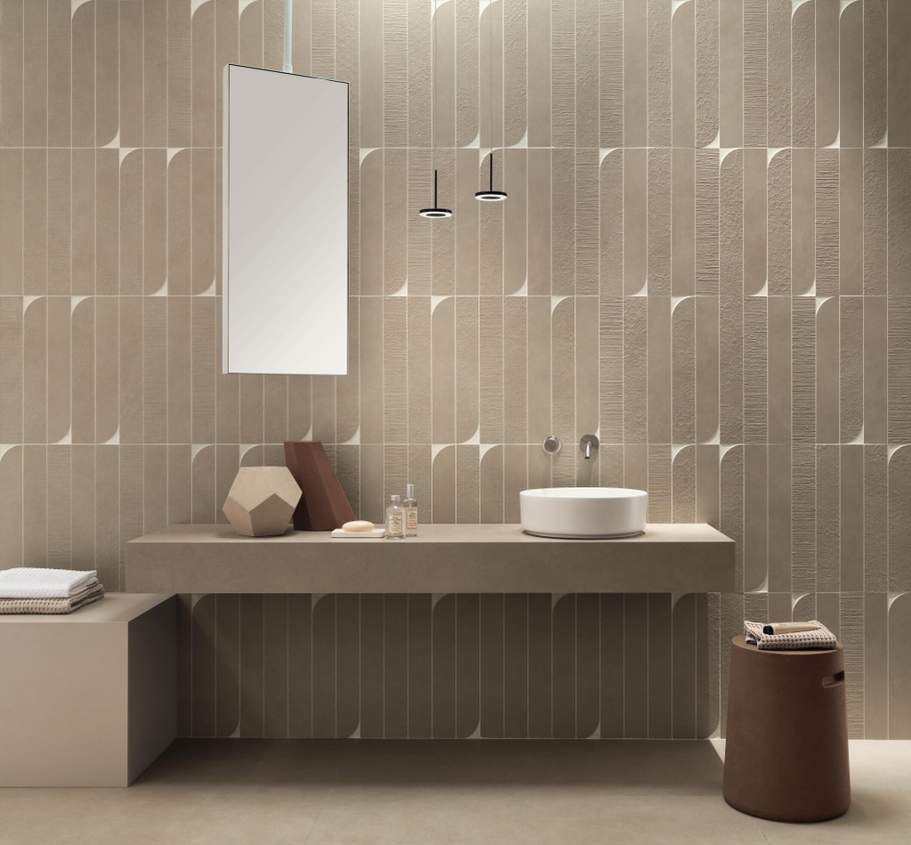 Mosaico Bagno Effetto terra cruda Beige