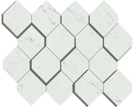AtlasConcorde MarvelStone CarraraPure MosaicoEsagono3D 28.2x35.3 AS4A