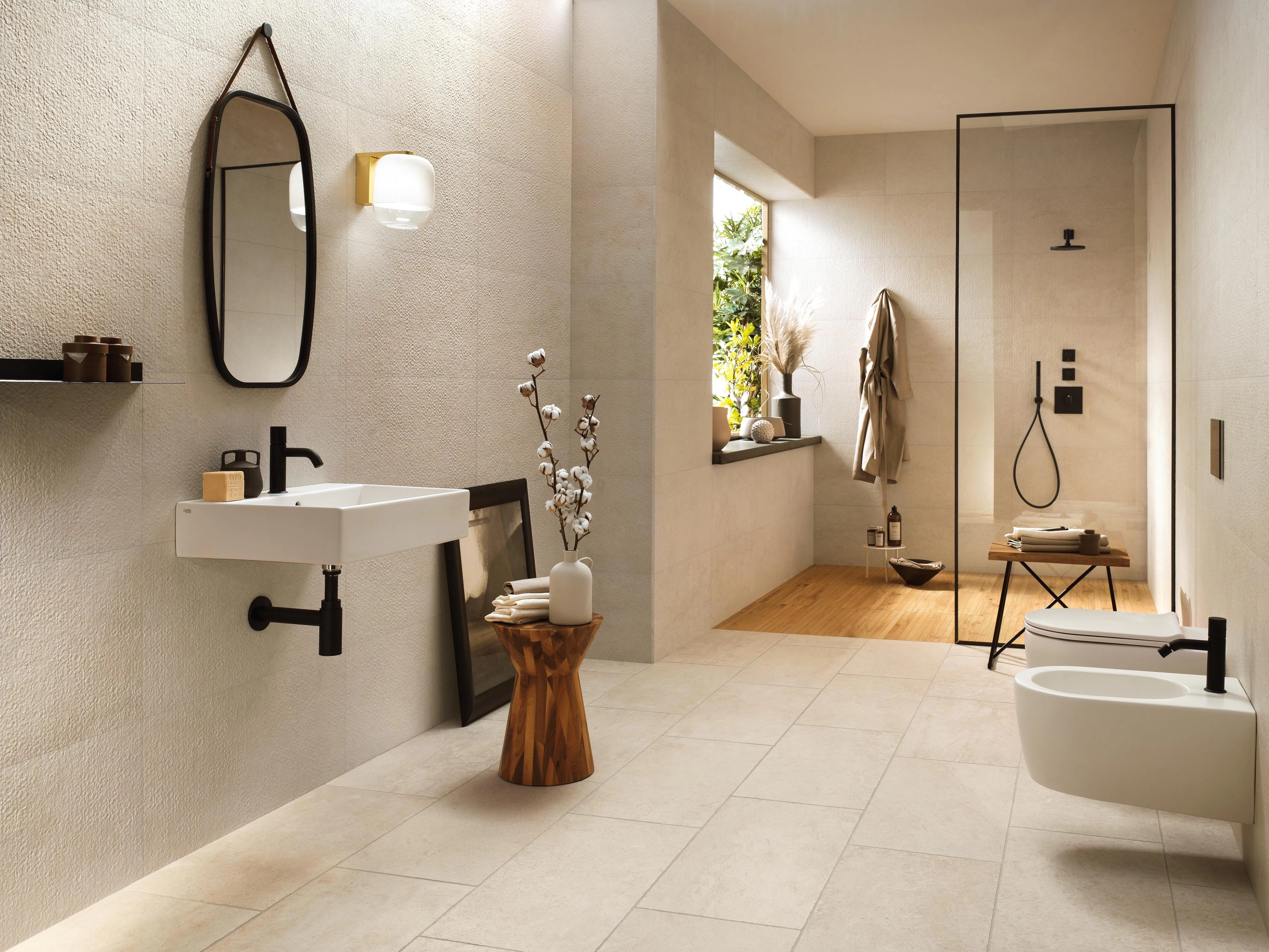 Stone effect bathroom tiles - Lims