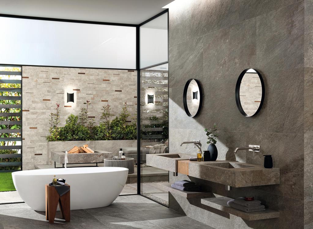 Pavimento e Rivestimento Bagno Effetto pietra Grigio